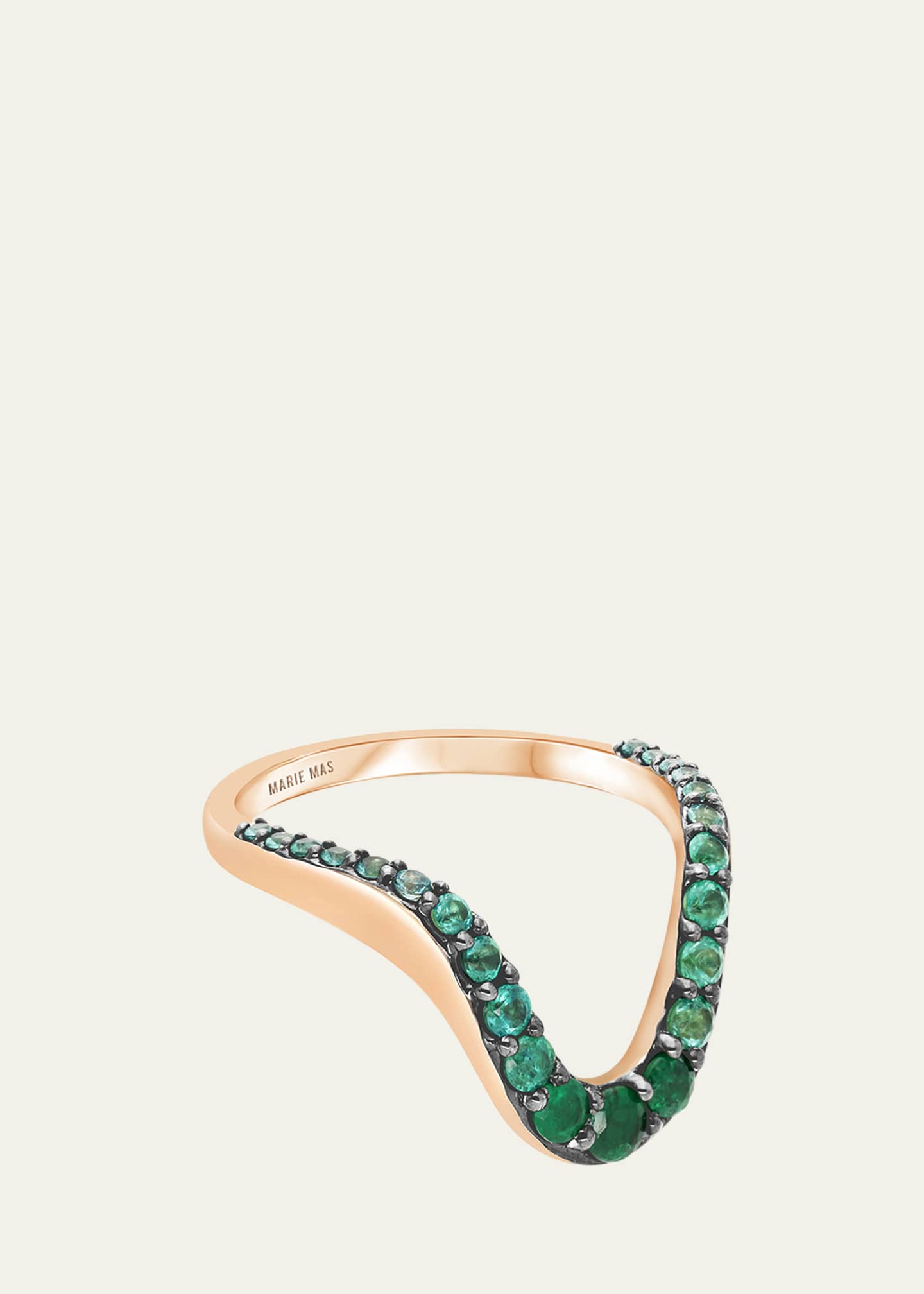 MARIE MAS 18K Rose Gold Emerald Grand Aura Ring Image 3 of 3