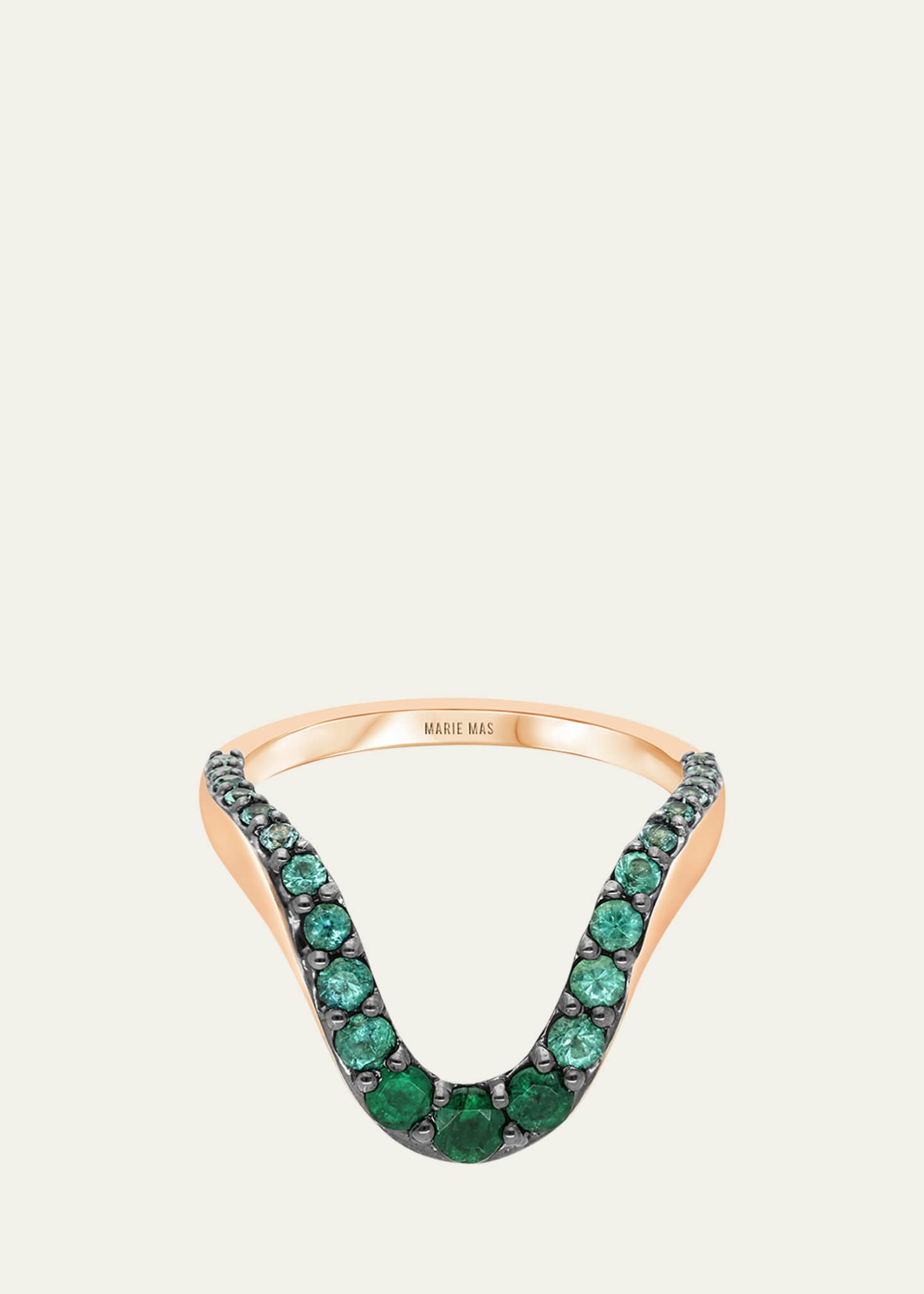 MARIE MAS 18K Rose Gold Emerald Grand Aura Ring Image 1 of 3