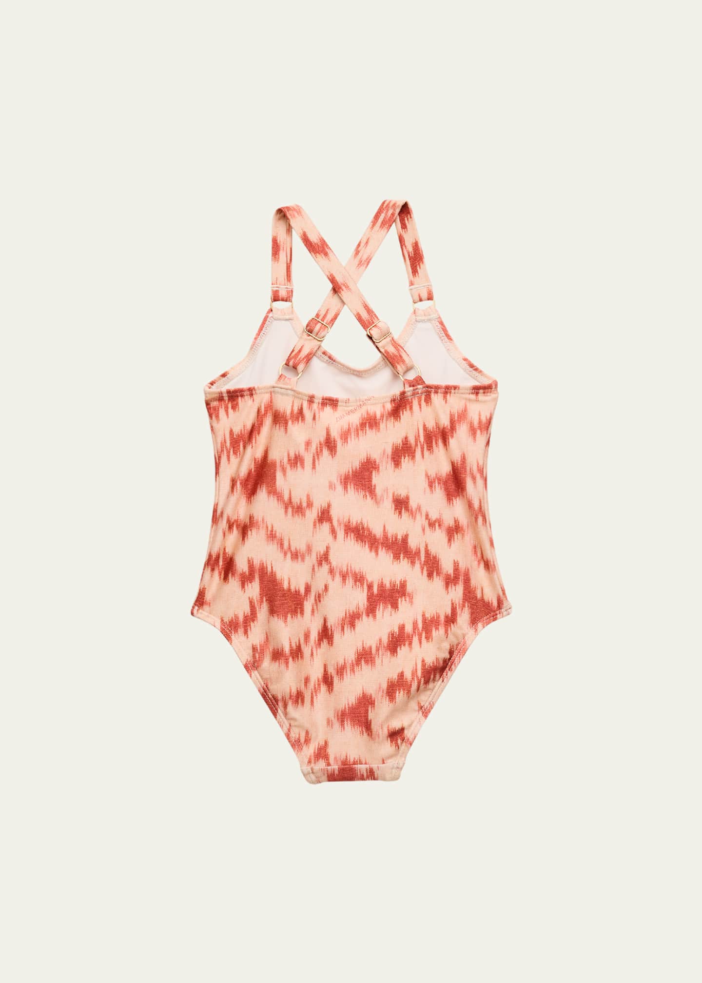 Zimmermann Girl's Wylie Racer Back Logo-Print Swimsuit, Size 1-12 Image 2 of 3