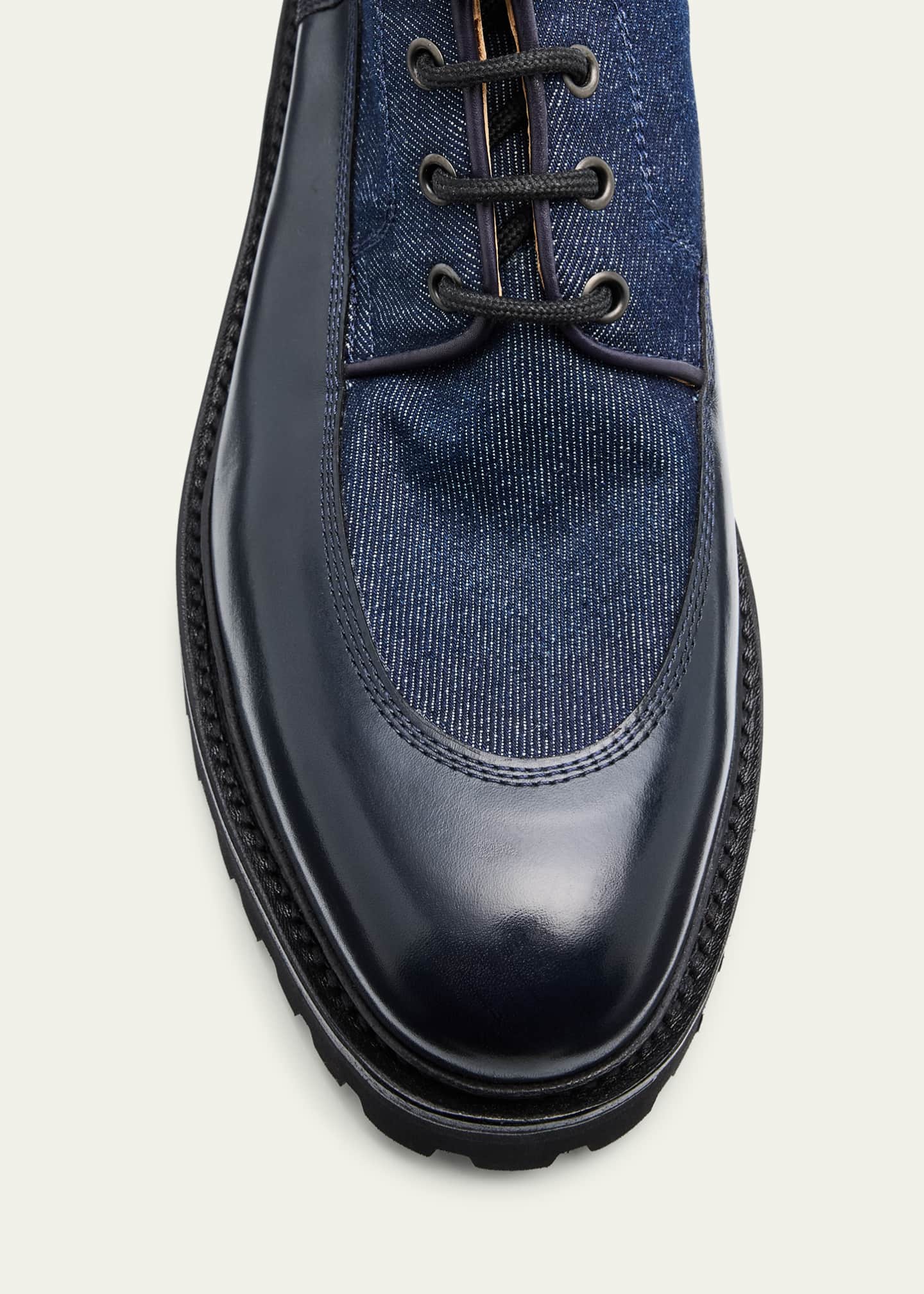 John Lobb Men's Peak Denim and Leather Lace-Up Boots Image 4 of 4