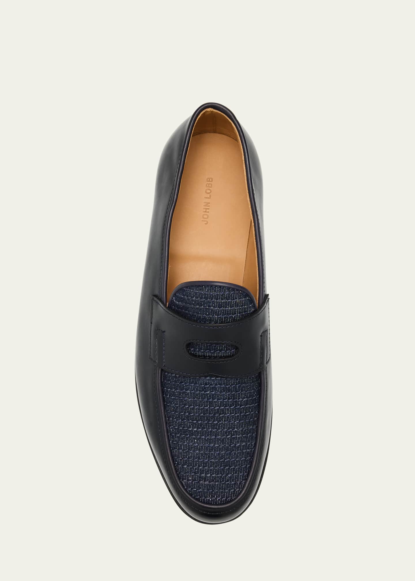 John Lobb Men's Lopez Denim and Leather Penny Loafers Image 4 of 4