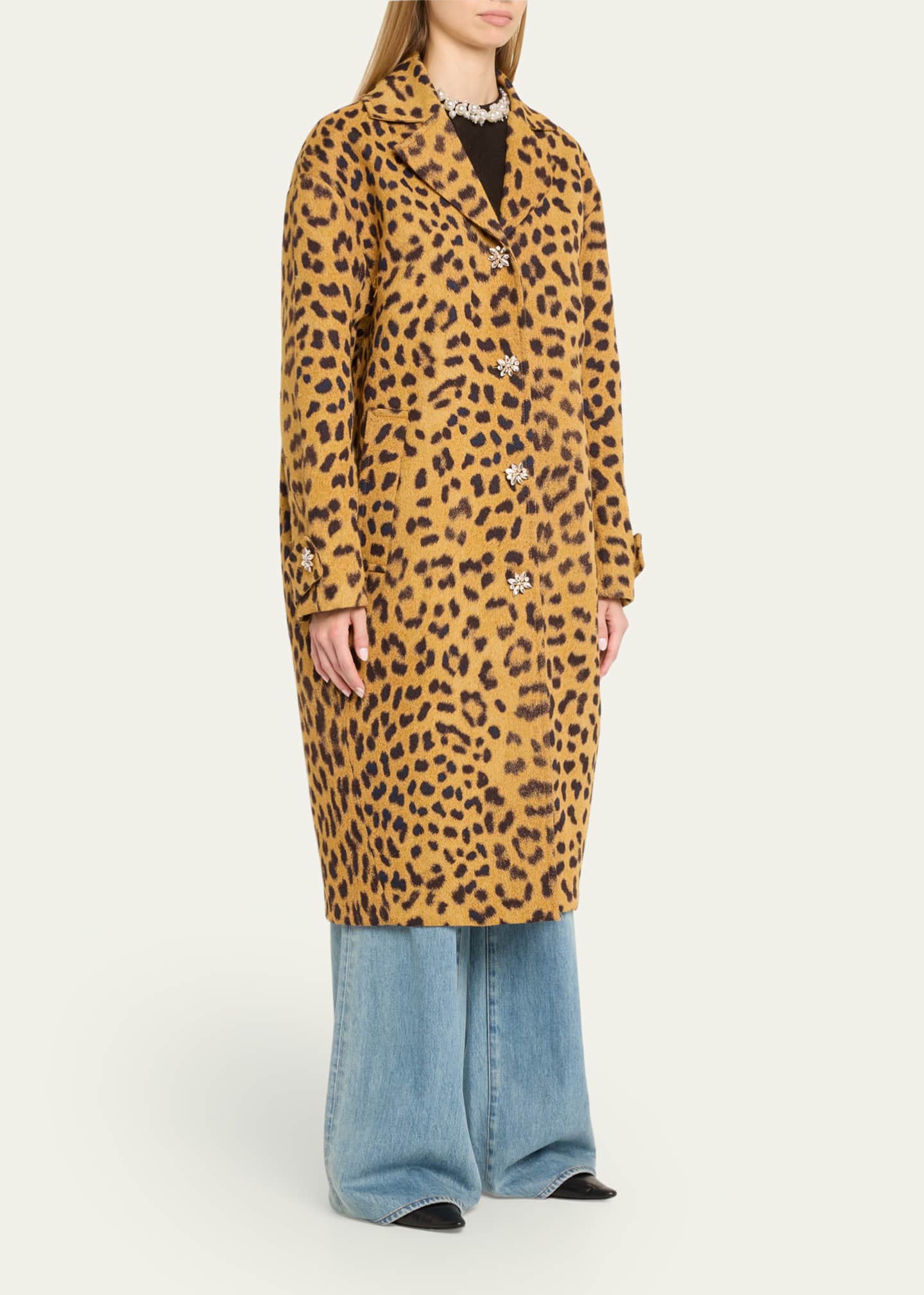 Zimmermann Crush Leopard Jacquard Barrel Coat Image 4 of 5