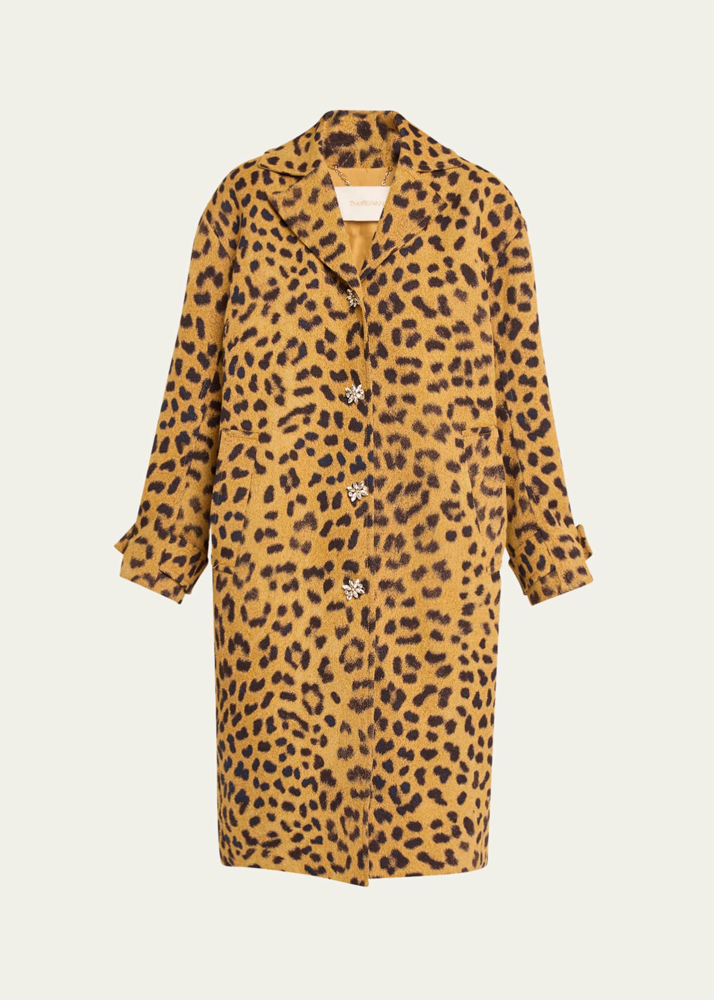 Zimmermann Crush Leopard Jacquard Barrel Coat Image 1 of 5