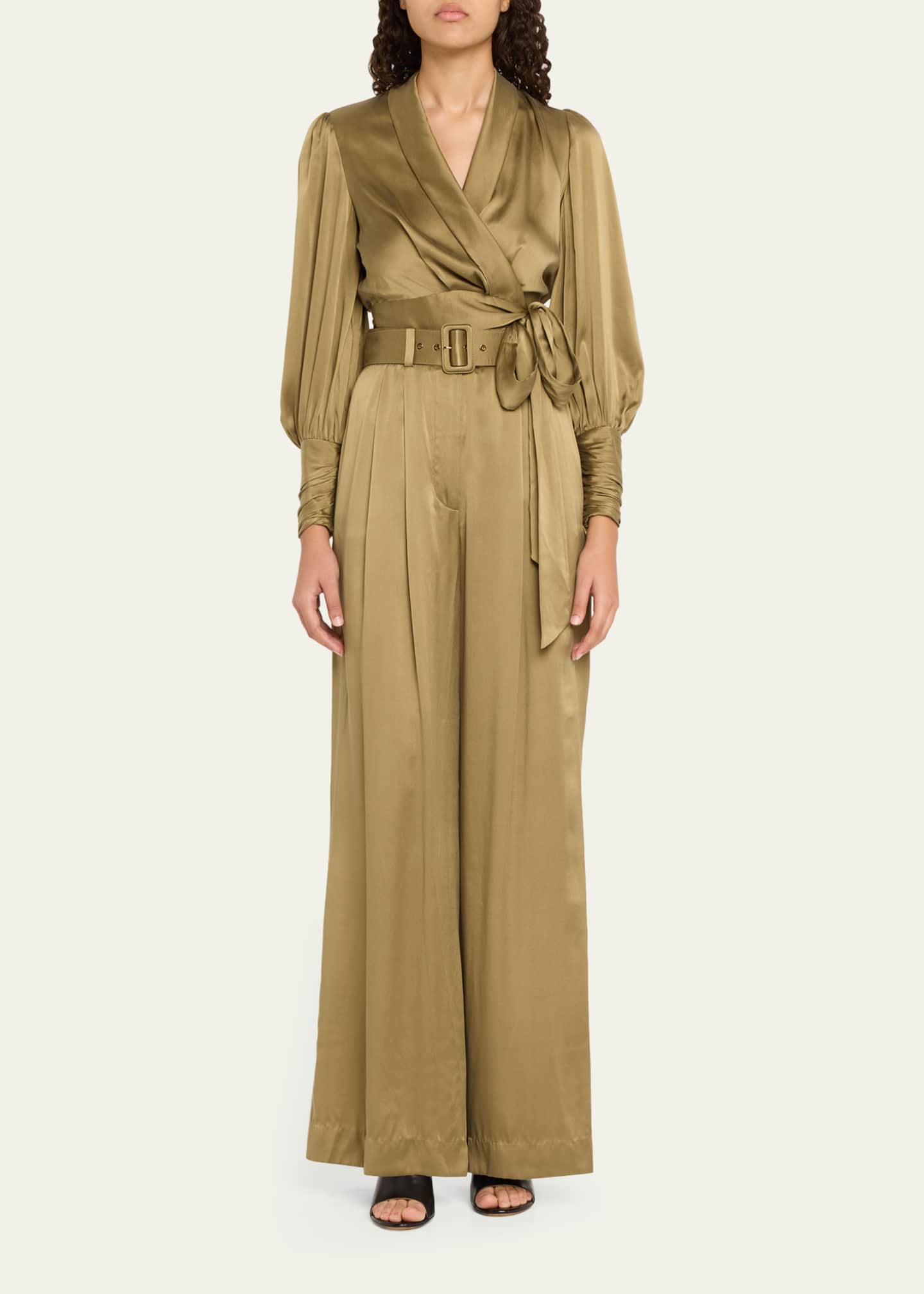Zimmermann Belted Silk Tuck Pants Image 2 of 5