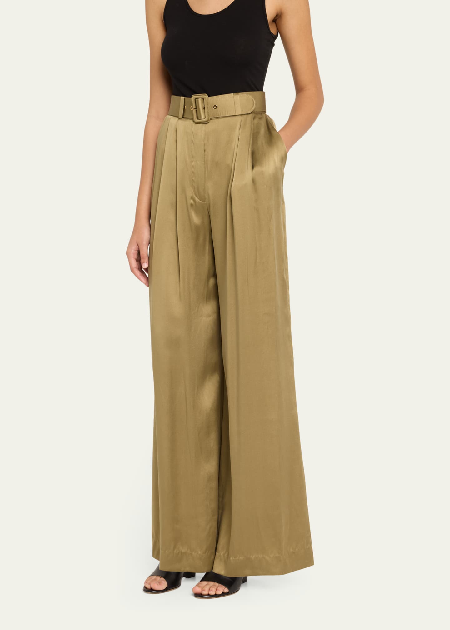Zimmermann Belted Silk Tuck Pants Image 4 of 5