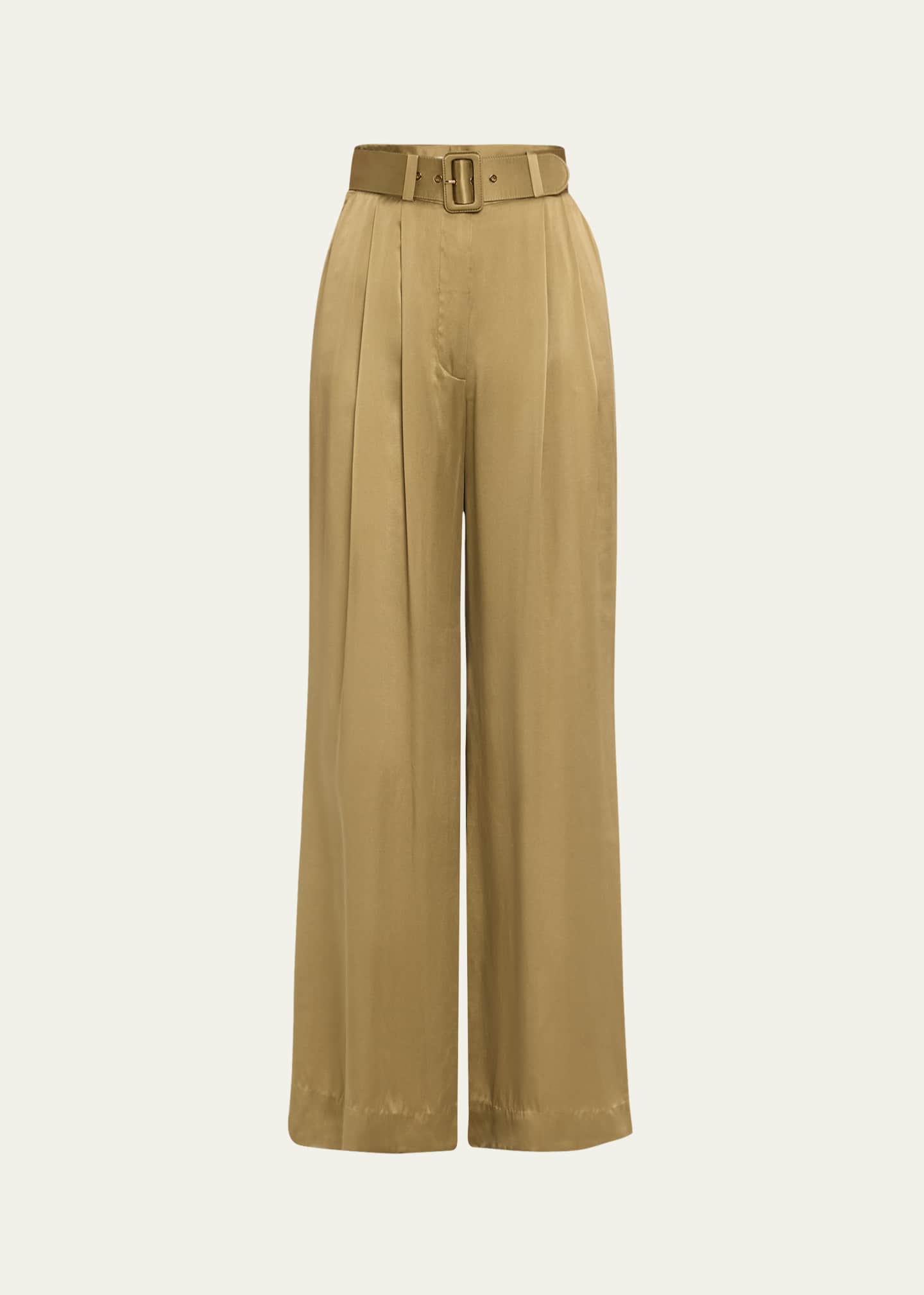 Zimmermann Belted Silk Tuck Pants Image 1 of 5