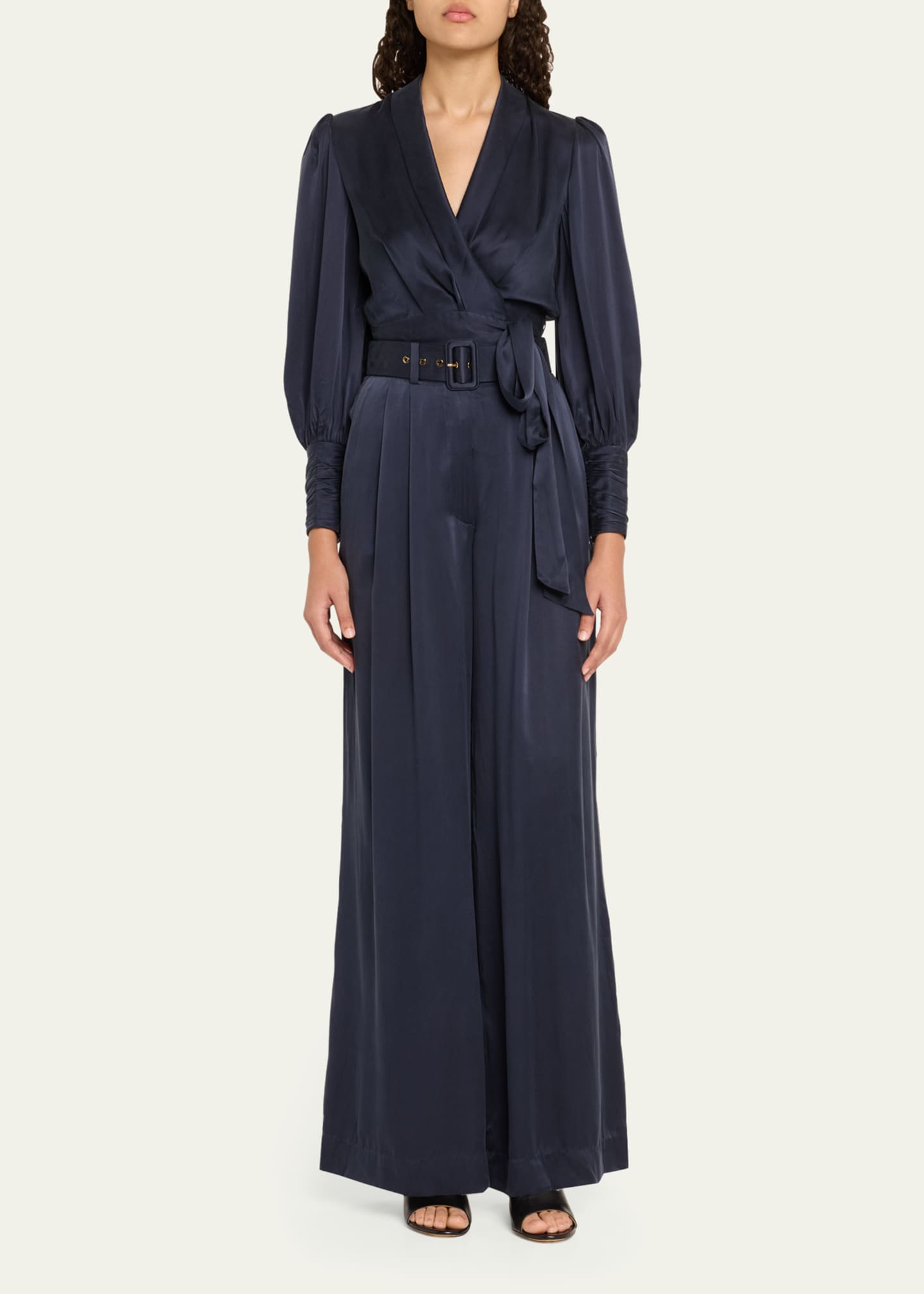 Zimmermann Belted Silk Tuck Pants Image 2 of 5