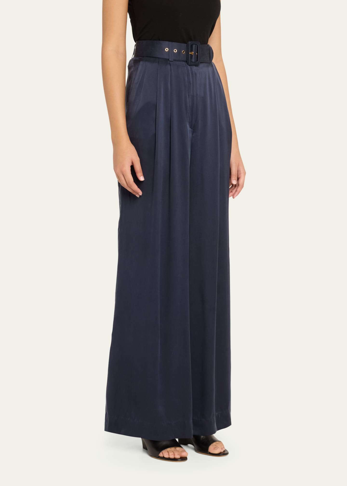 Zimmermann Belted Silk Tuck Pants Image 4 of 5