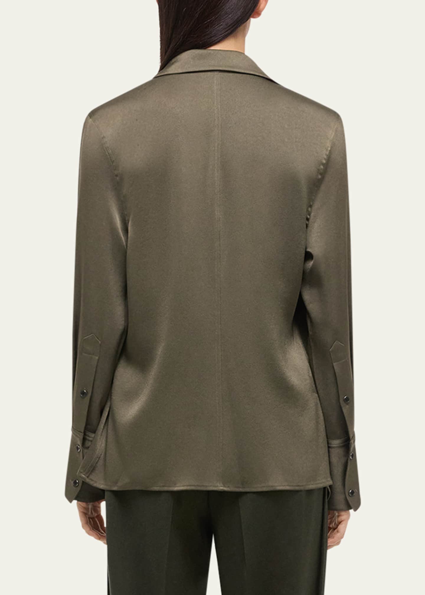 Helmut Lang Fluid-Satin Relaxed Wrap Shirt Image 3 of 5