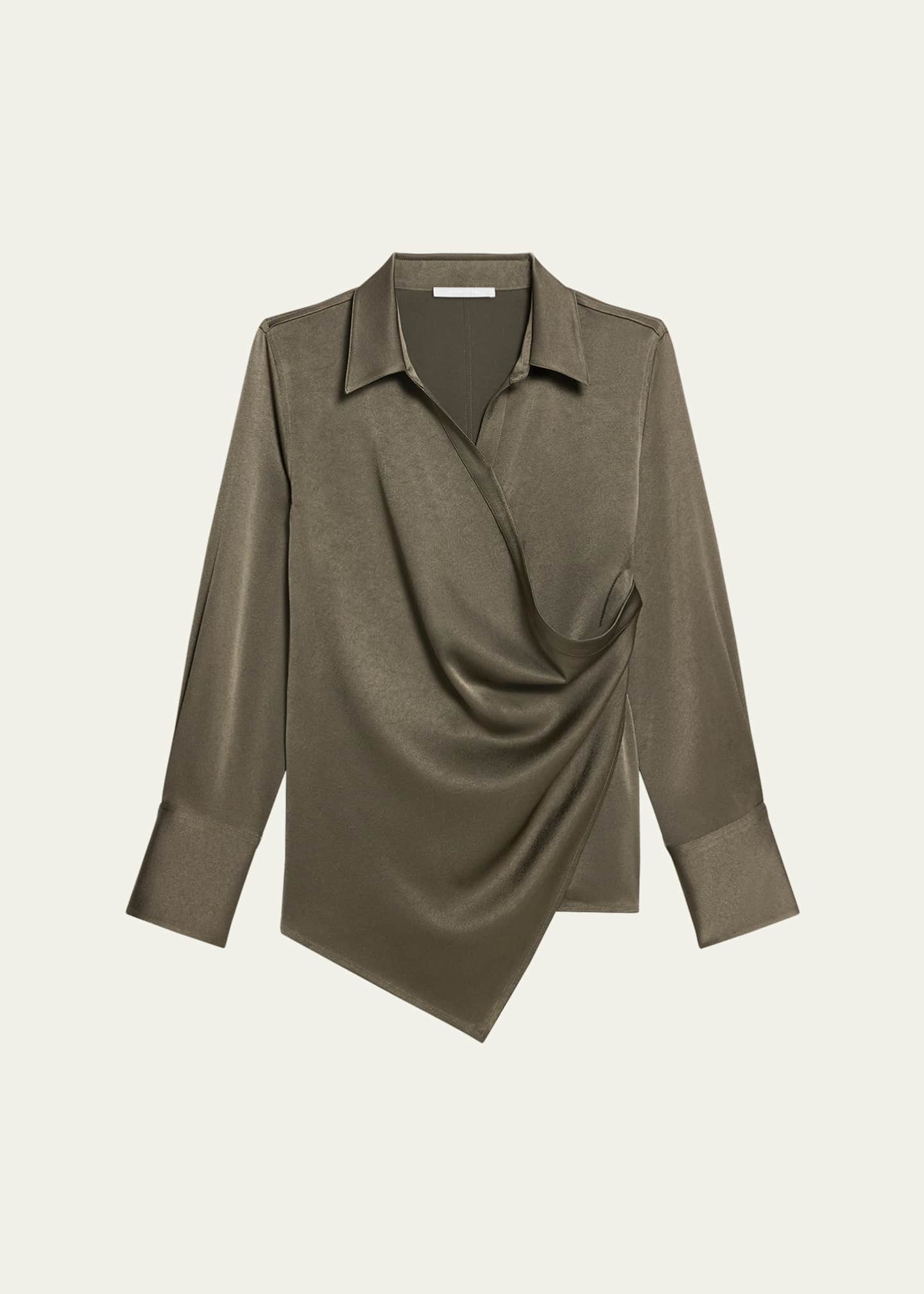 Helmut Lang Fluid-Satin Relaxed Wrap Shirt Image 1 of 5