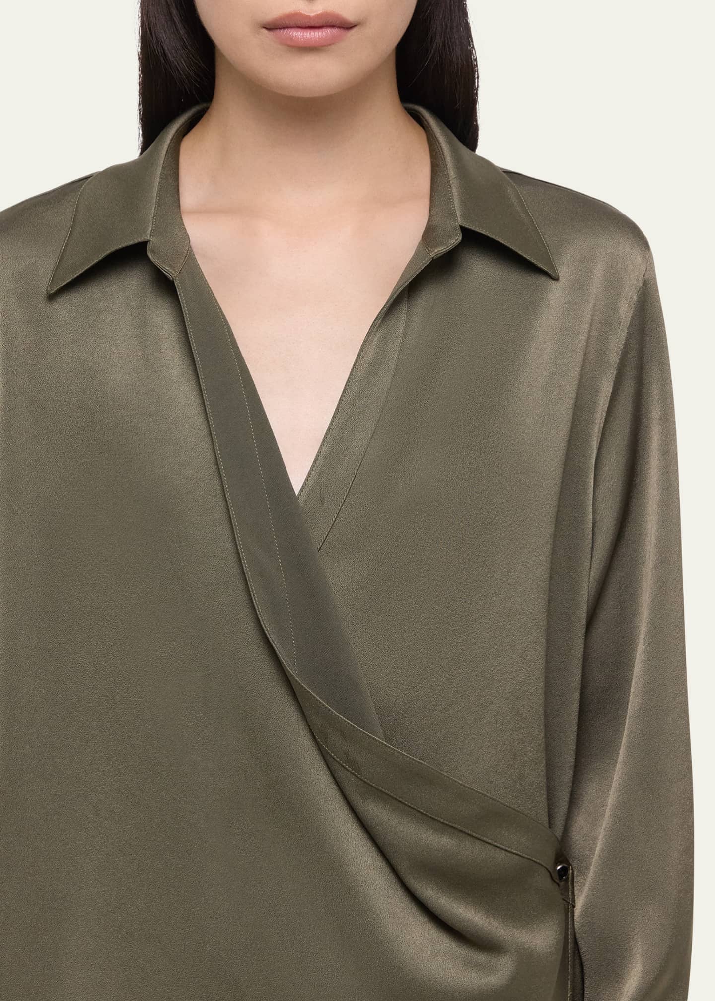 Helmut Lang Fluid-Satin Relaxed Wrap Shirt Image 5 of 5