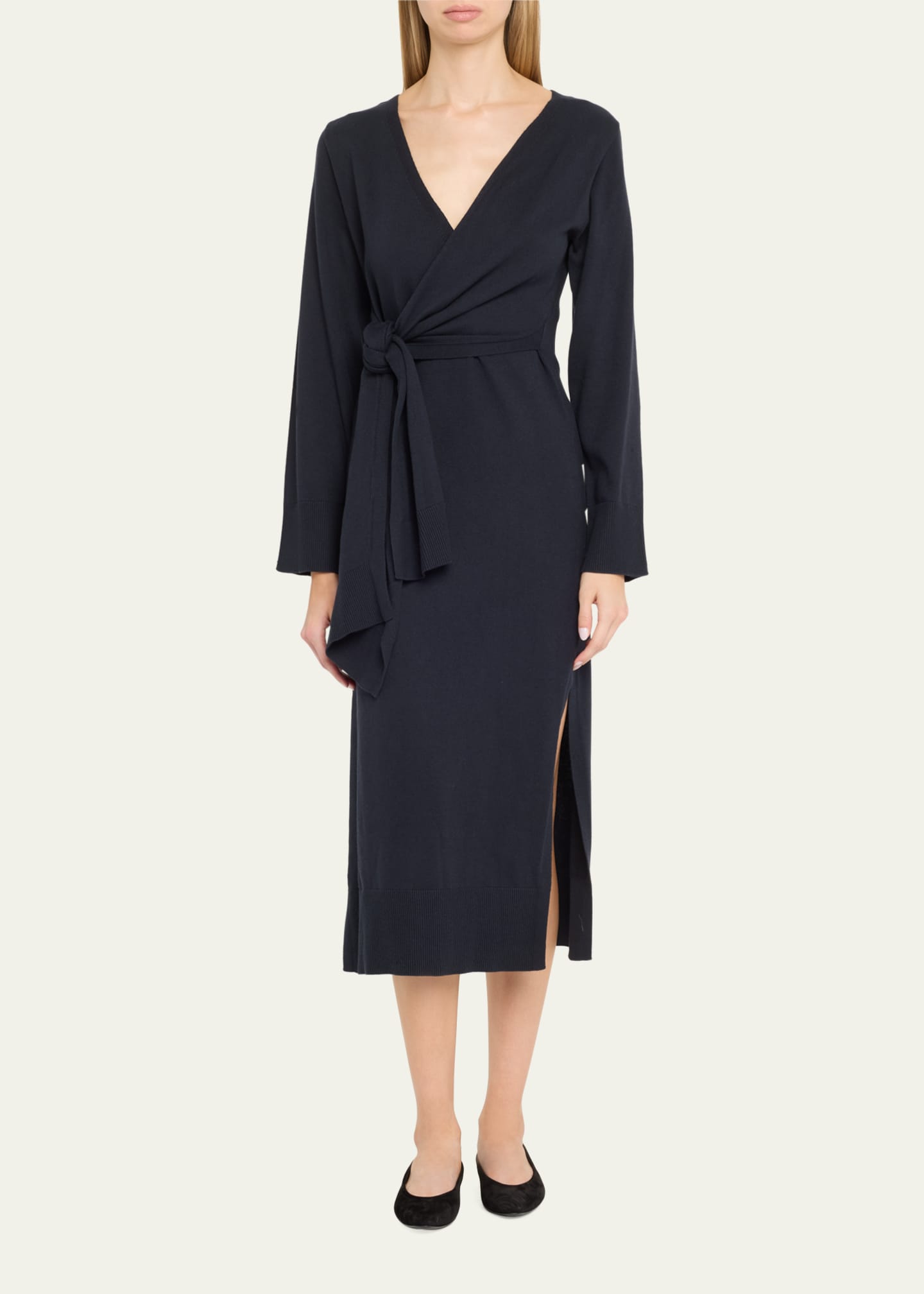 SIMKHAI Skyla Cashmere-Blend Wrap Dress Image 2 of 5