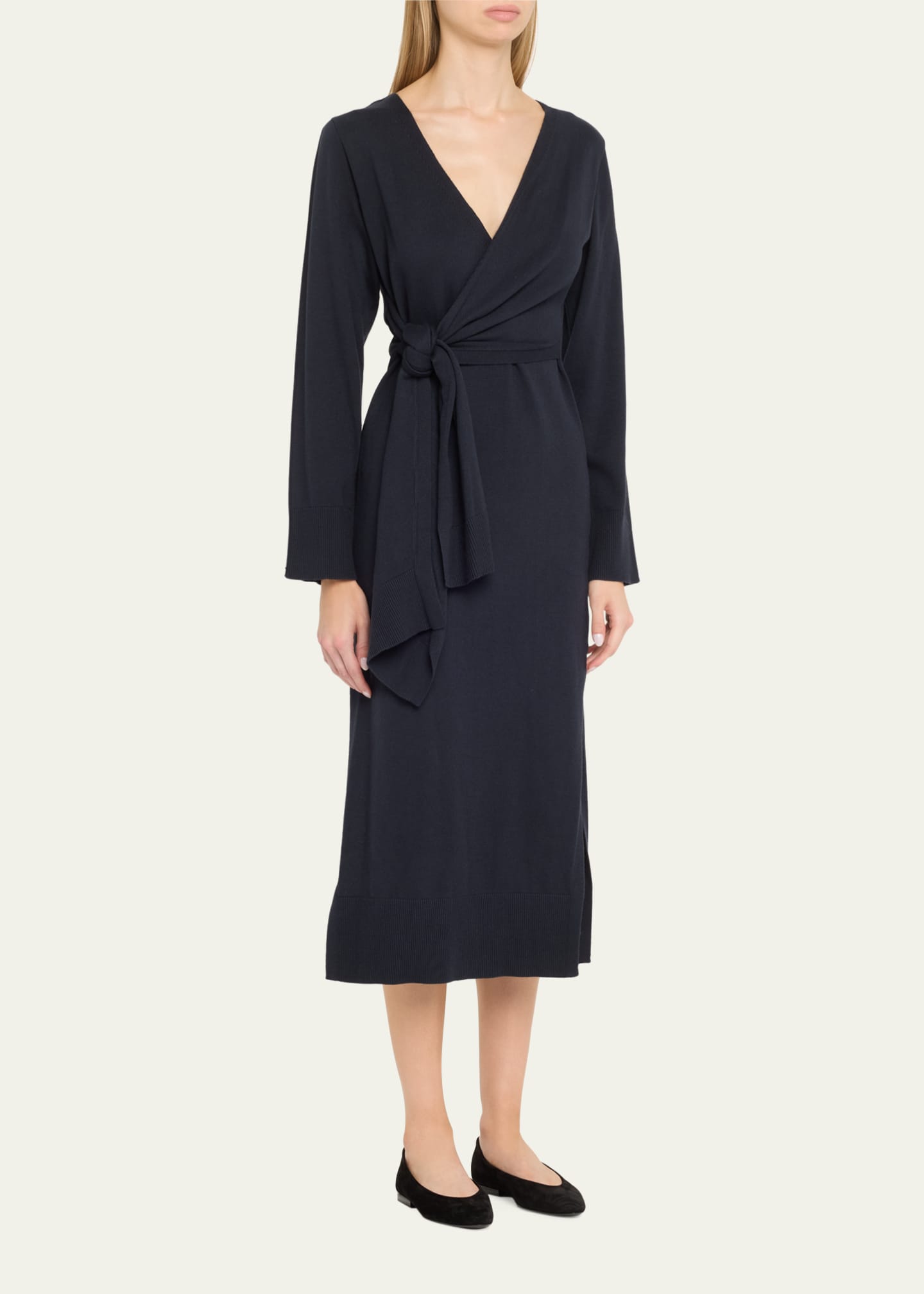 SIMKHAI Skyla Cashmere-Blend Wrap Dress Image 4 of 5