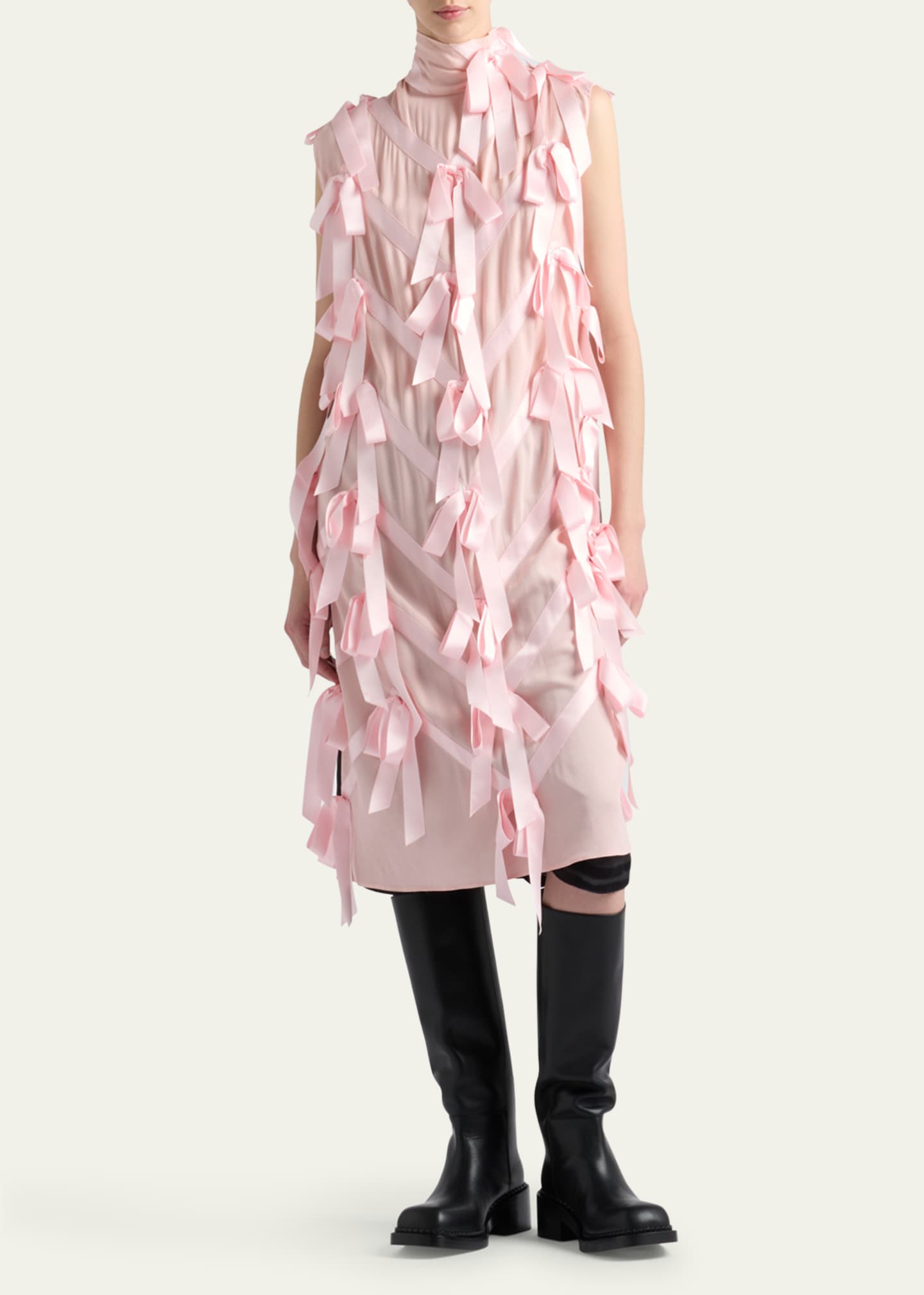 Prada Bow Sable Midi Dress Image 2 of 4
