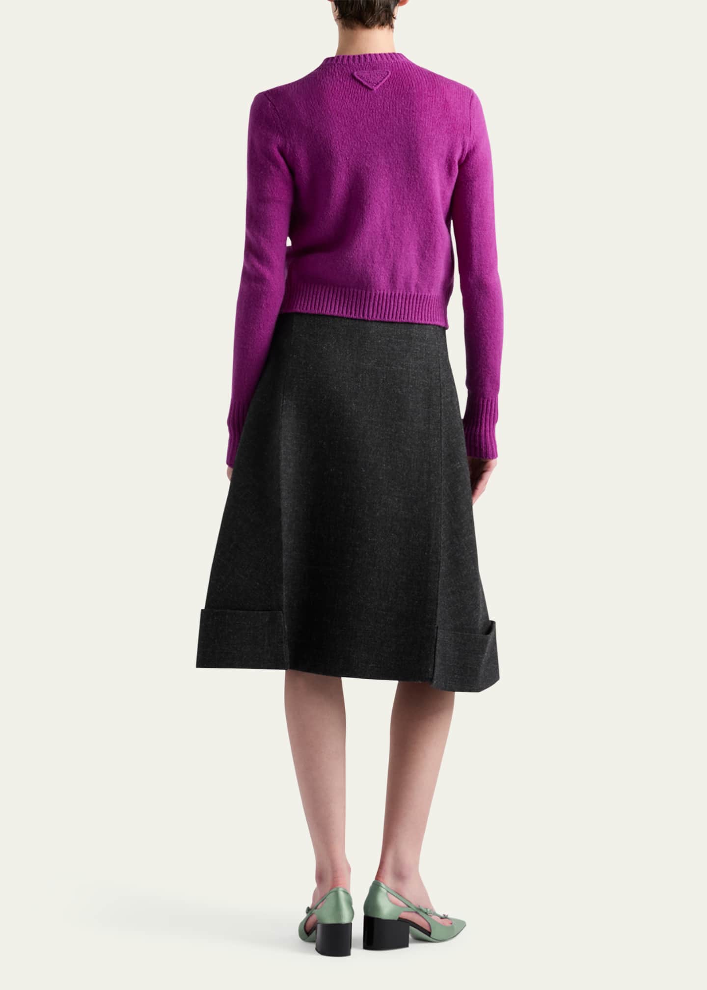 Prada A-Line Midi Wool Skirt Image 3 of 4