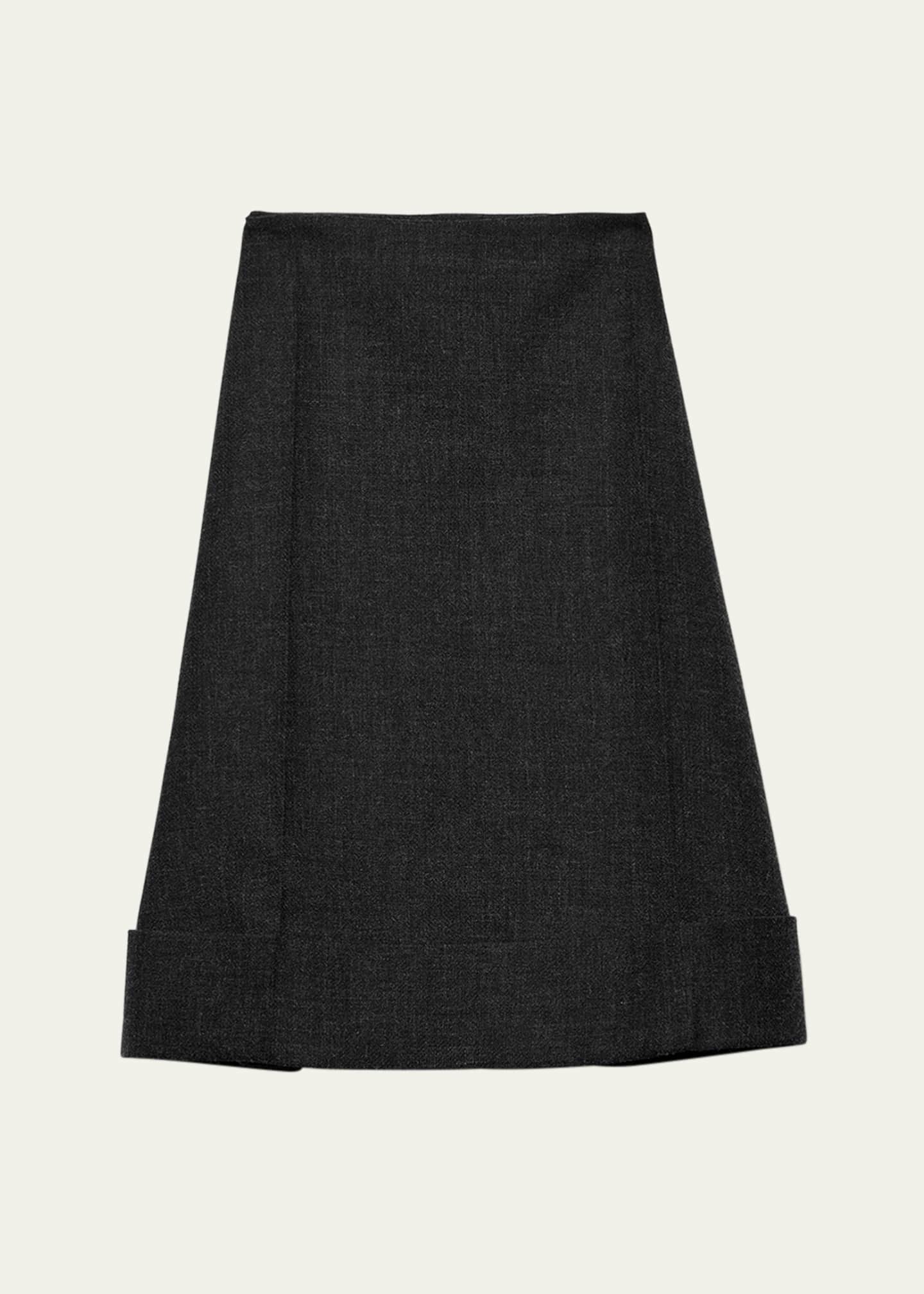 Prada A-Line Midi Wool Skirt Image 1 of 4