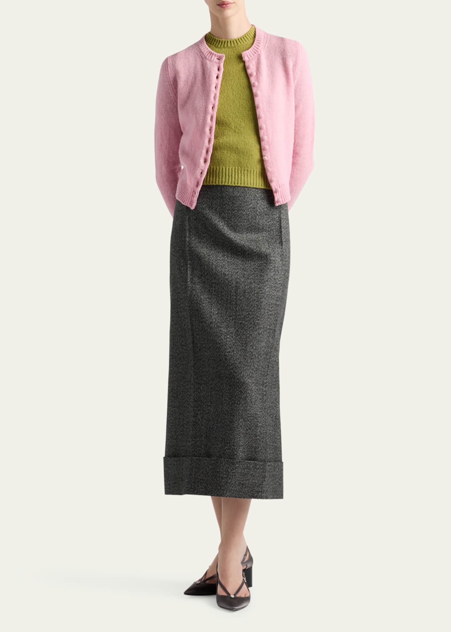 Prada Mouline Wool Midi Skirt Image 2 of 4