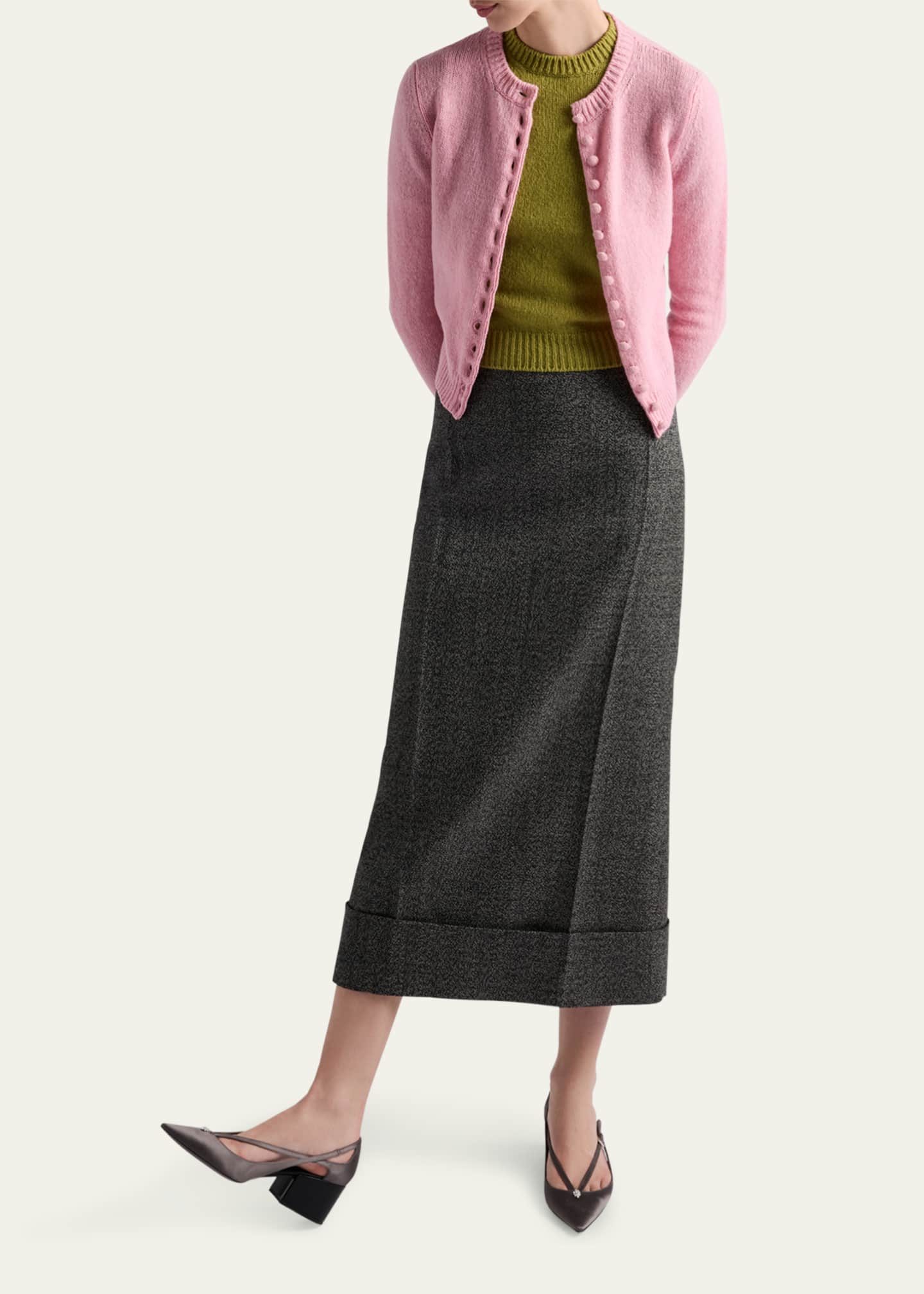 Prada Mouline Wool Midi Skirt Image 4 of 4