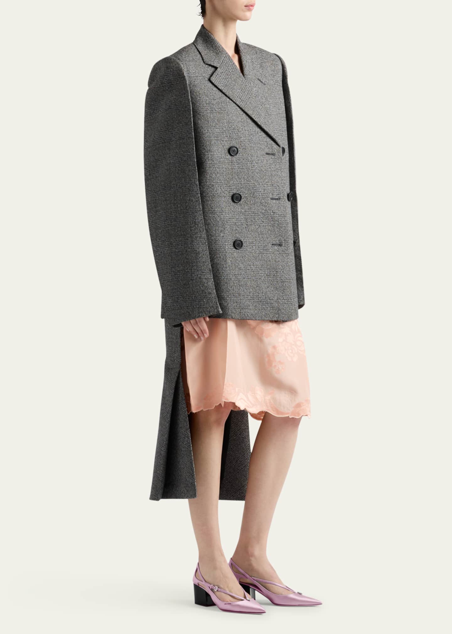 Prada Deconstructed Prince of Wales Checked Wool Mermaid Skirt Image 2 of 4