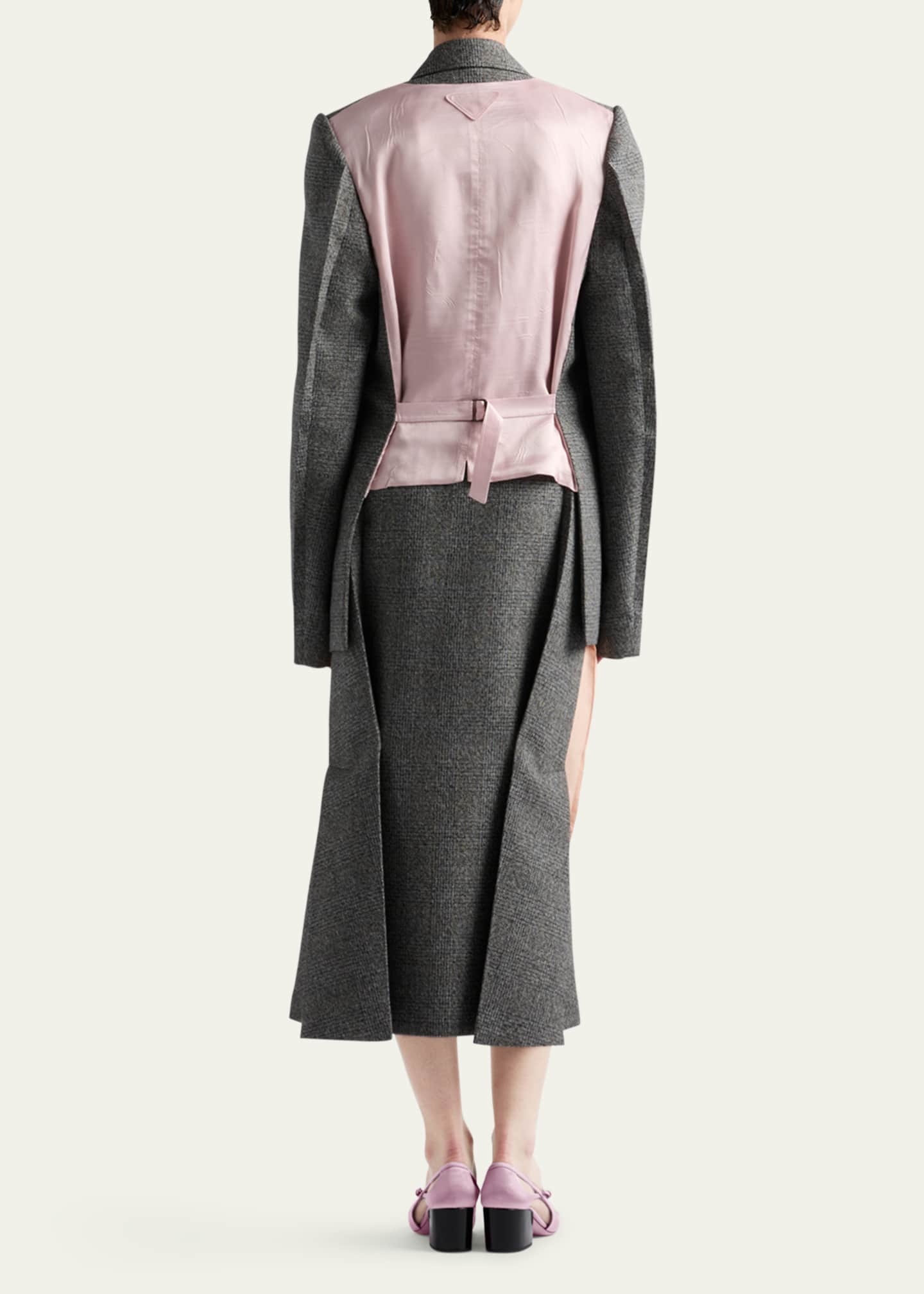 Prada Deconstructed Prince of Wales Checked Wool Mermaid Skirt Image 3 of 4