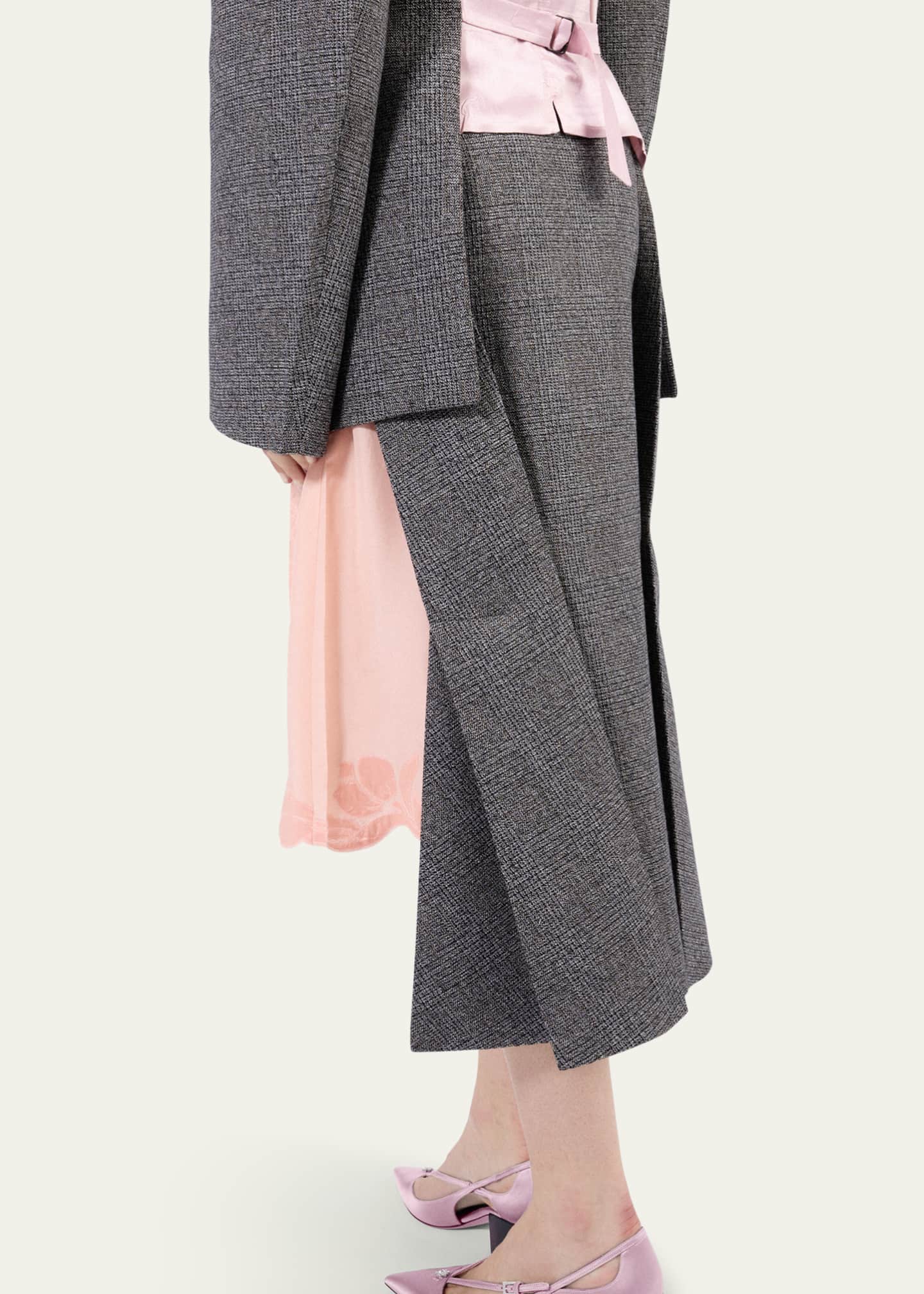 Prada Deconstructed Prince of Wales Checked Wool Mermaid Skirt Image 4 of 4