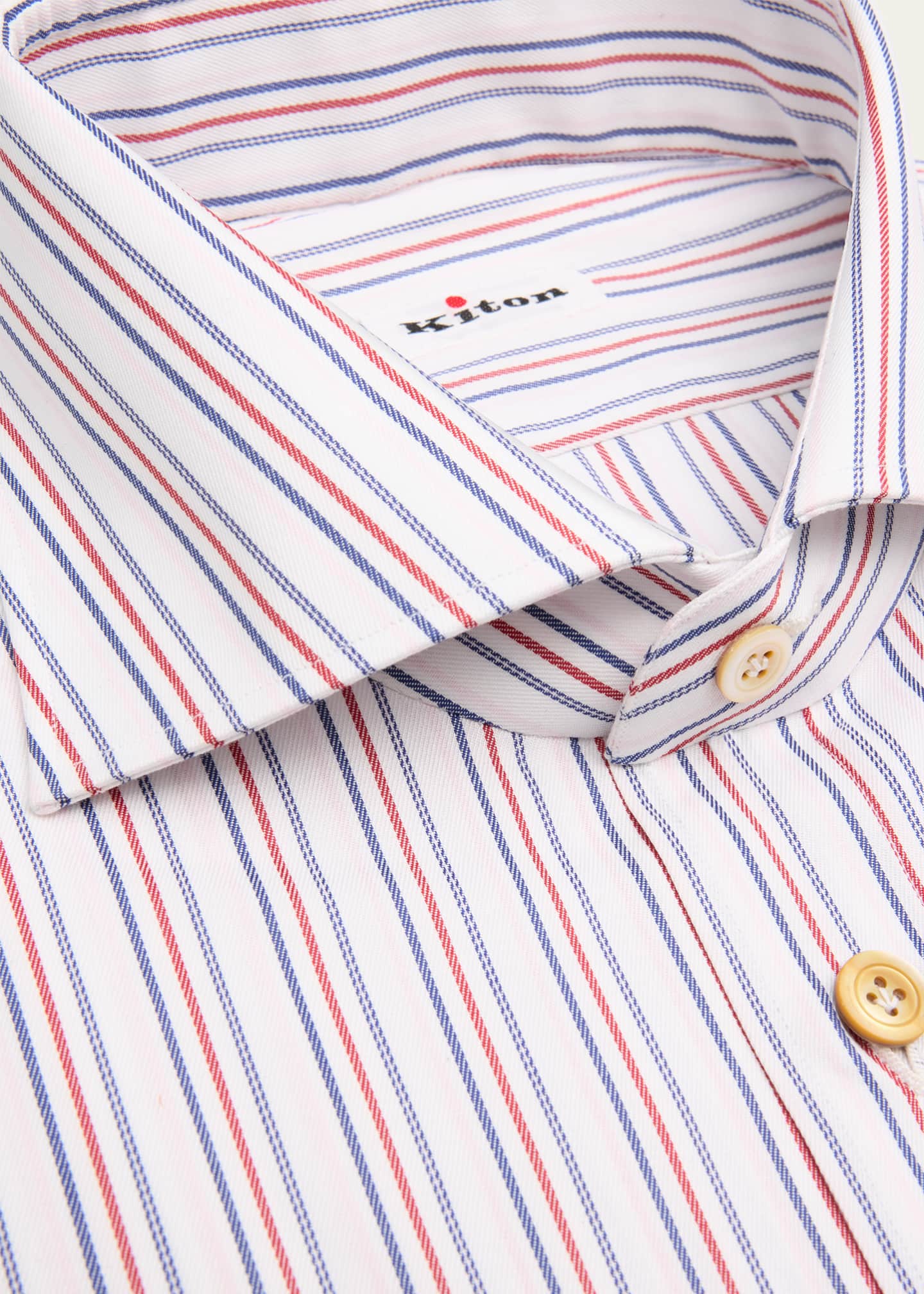 Kiton Men's Cotton Alternating Stripe Dress Shirt Image 2 of 2
