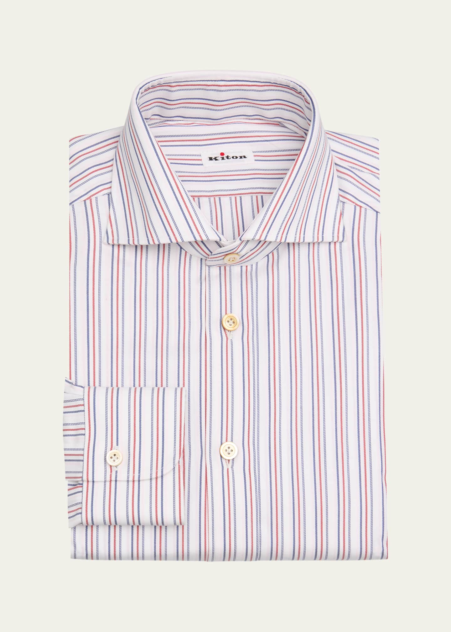 Kiton Men's Cotton Alternating Stripe Dress Shirt Image 1 of 2