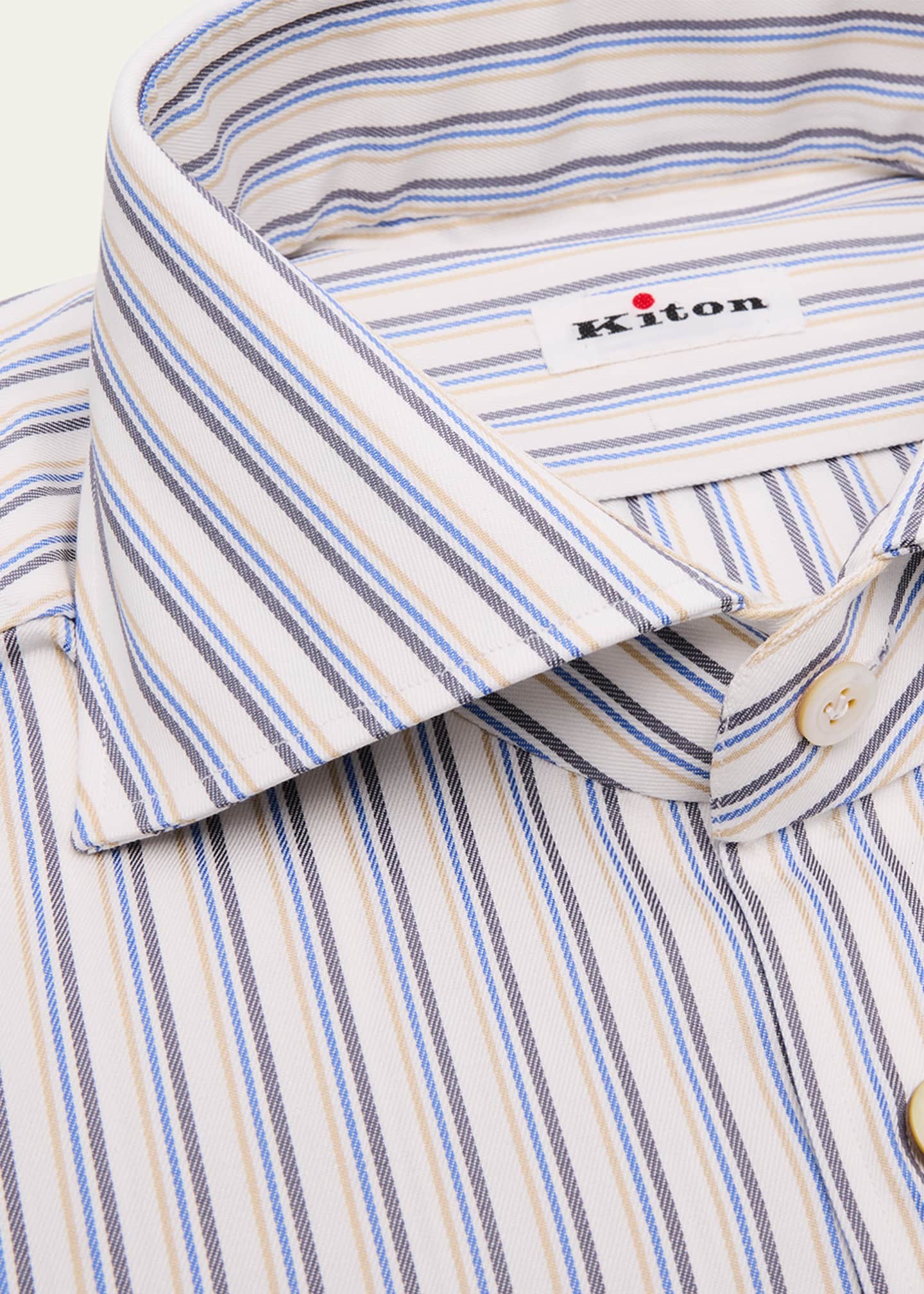Kiton Men's Cotton Multi-Stripe Dress Shirt Image 2 of 2