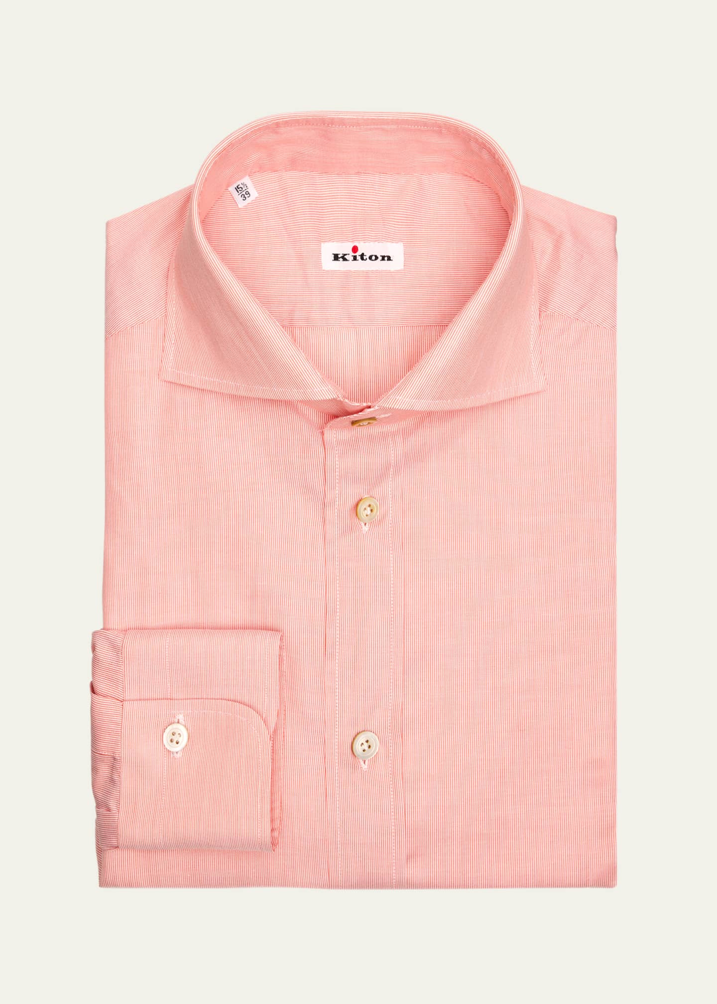 Kiton Men's Poplin Mini Stripe Dress Shirt Image 1 of 2
