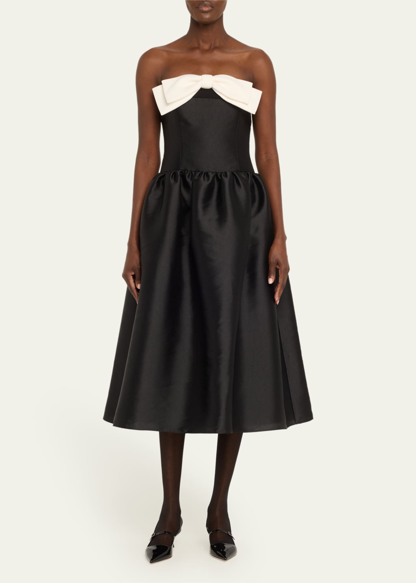 Self-Portrait Taffeta Bow Midi Dress Image 2 of 5