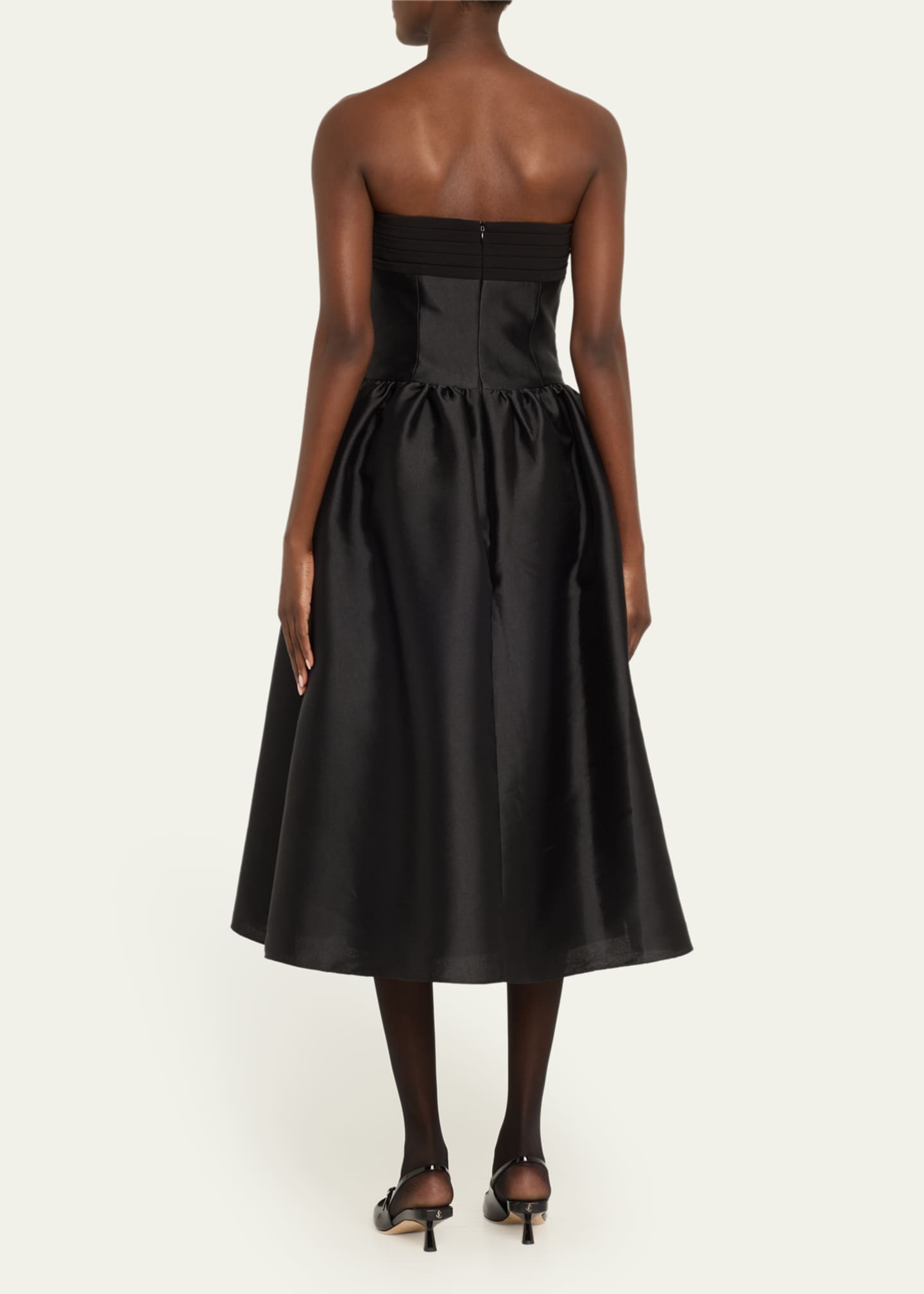 Self-Portrait Taffeta Bow Midi Dress Image 3 of 5