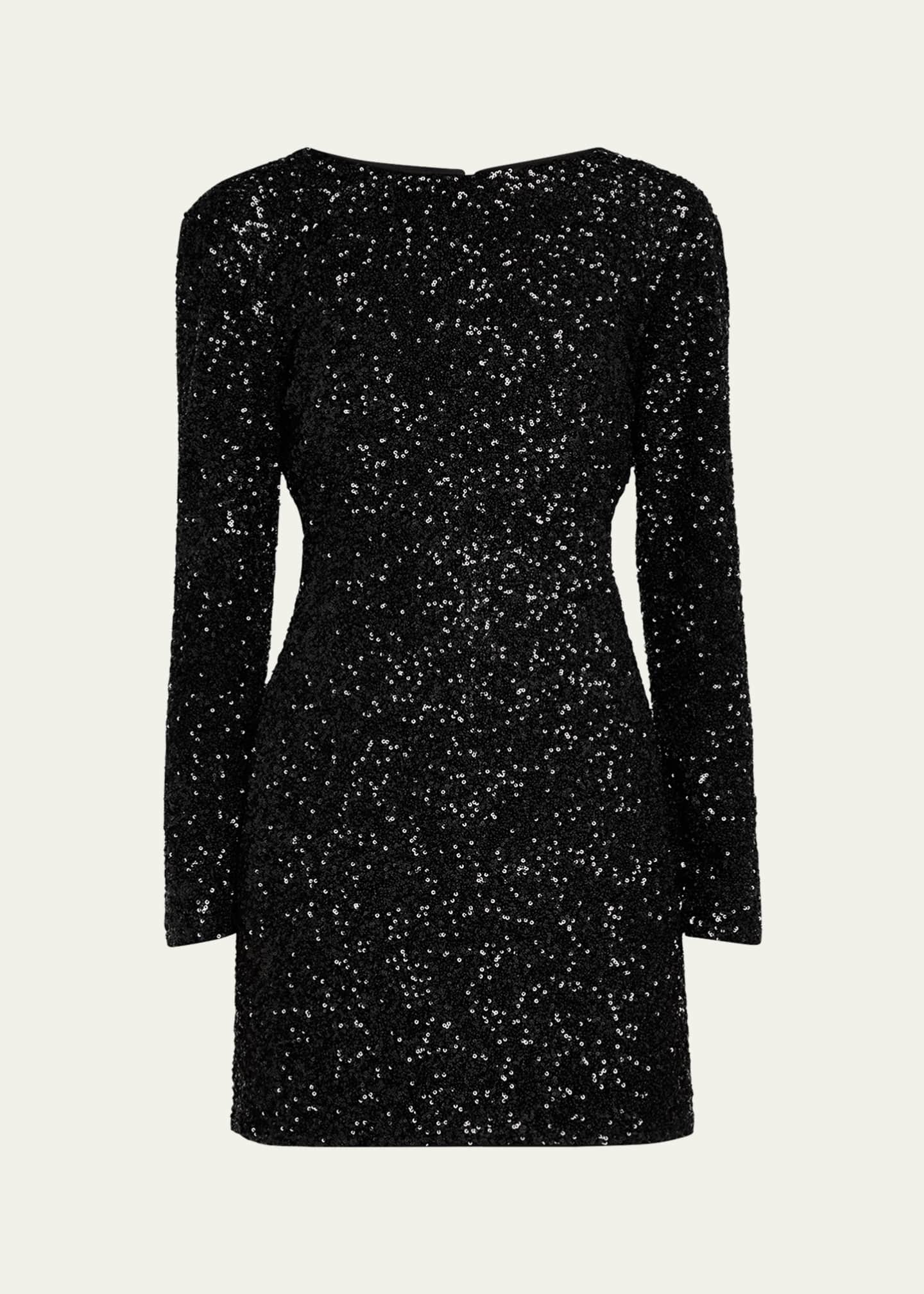 FRAME Long-Sleeve Sequined Mini Dress Image 1 of 5