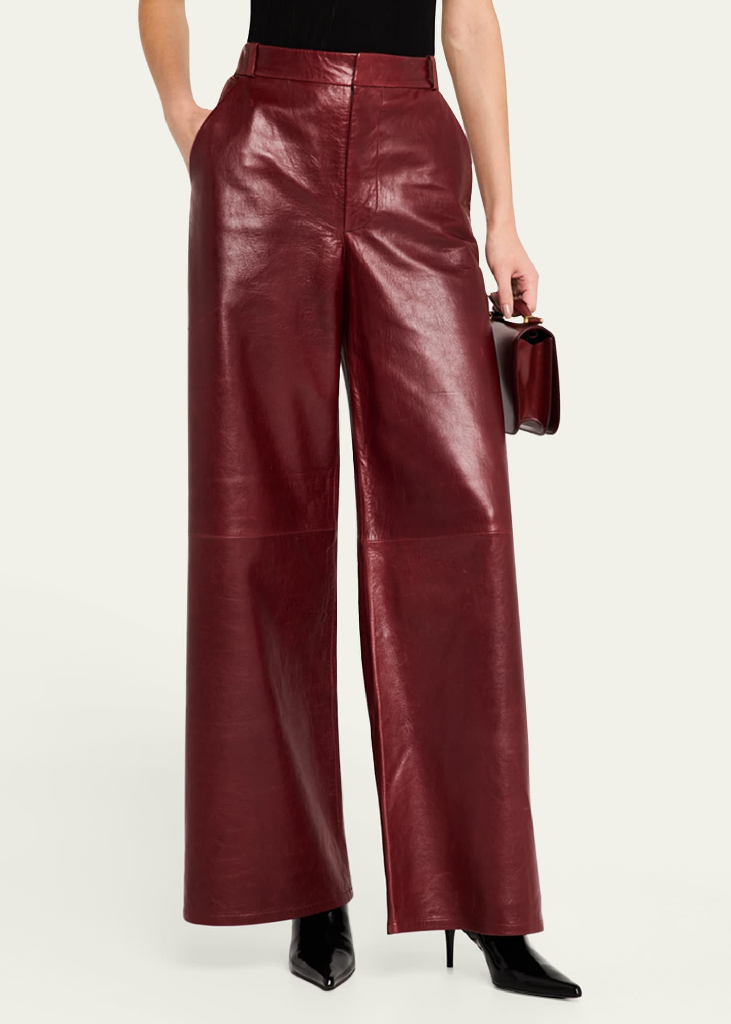 FRAME The Wide Leather Trousers Image 4 of 5