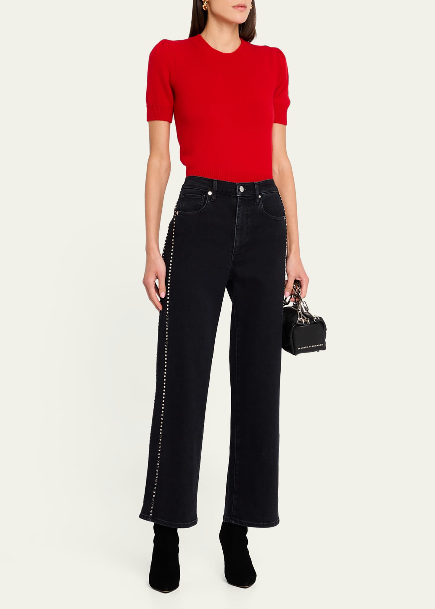 FRAME Short-Sleeve Cashmere Sweater Image 2 of 5