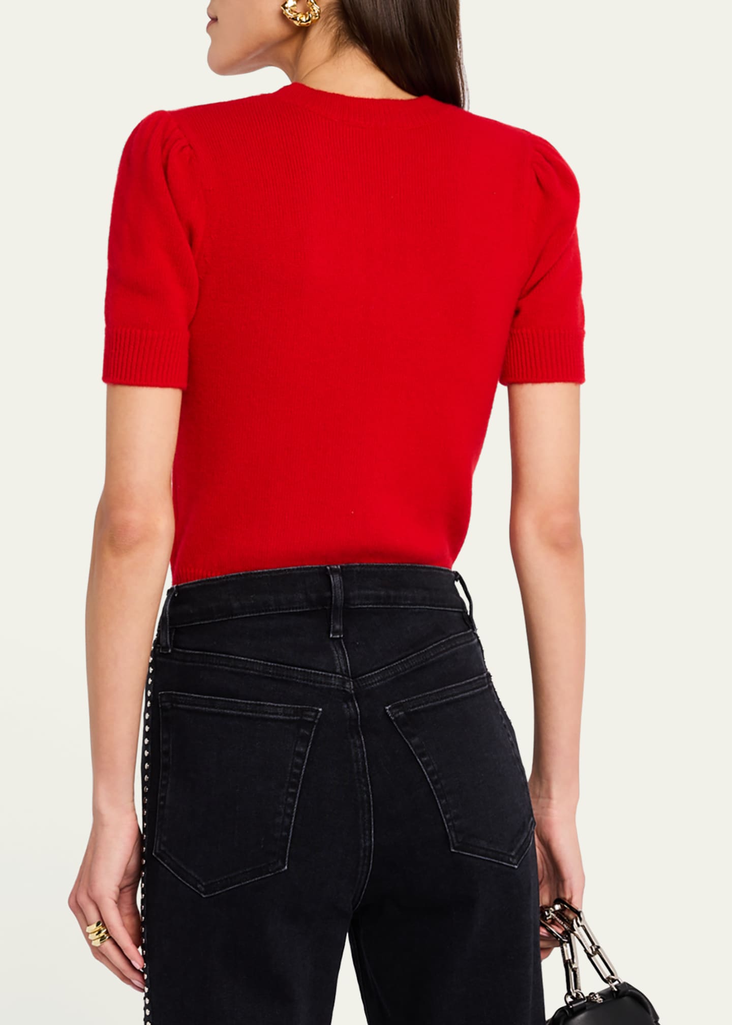 FRAME Short-Sleeve Cashmere Sweater Image 3 of 5