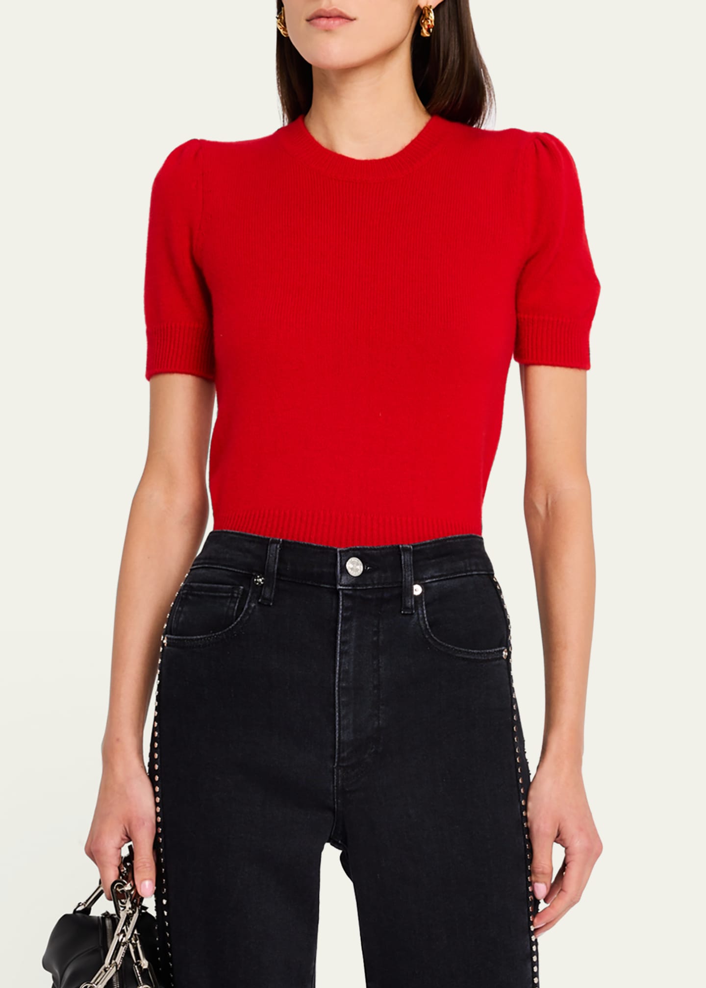 FRAME Short-Sleeve Cashmere Sweater Image 4 of 5