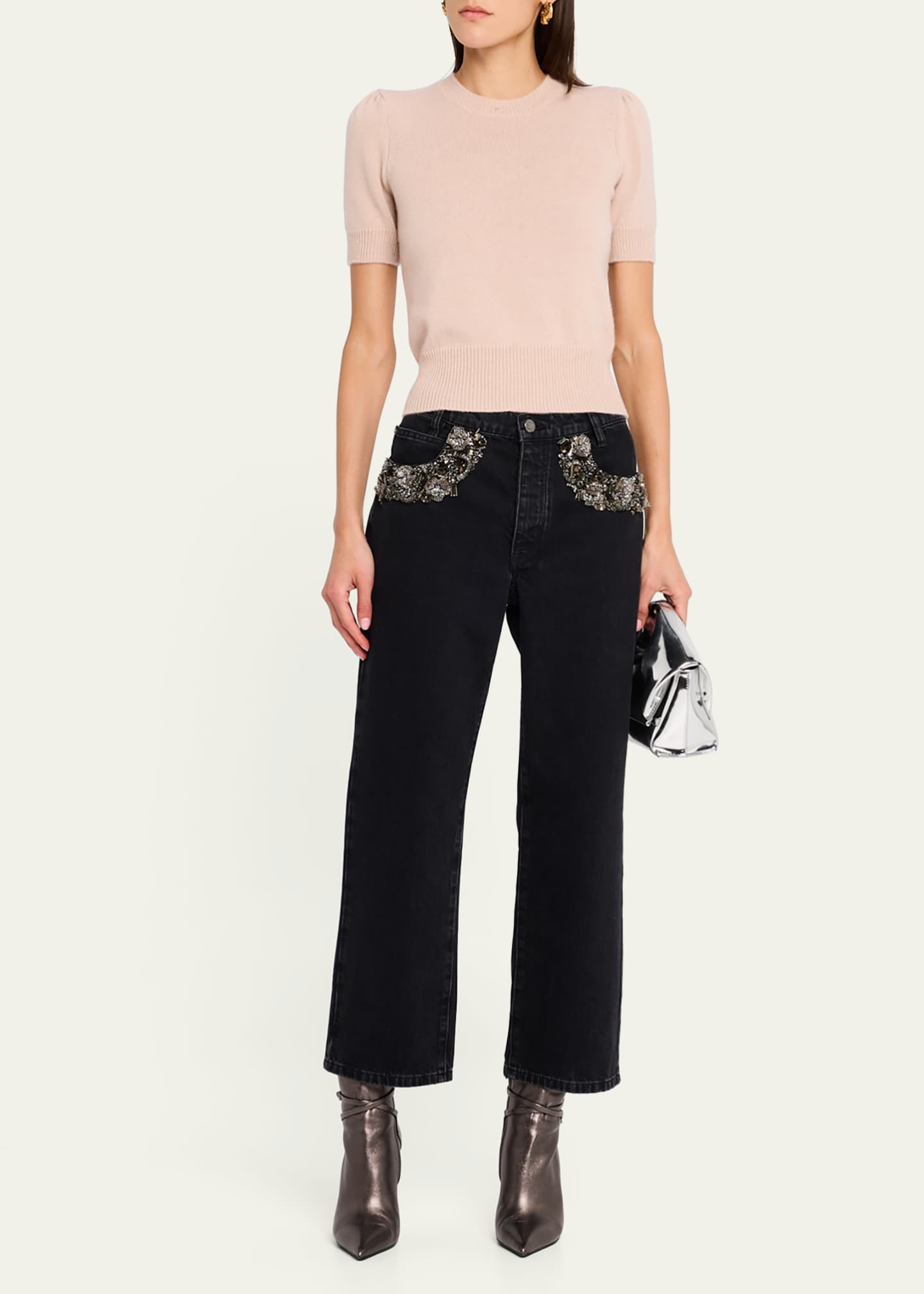 FRAME Short-Sleeve Cashmere Sweater Image 2 of 5