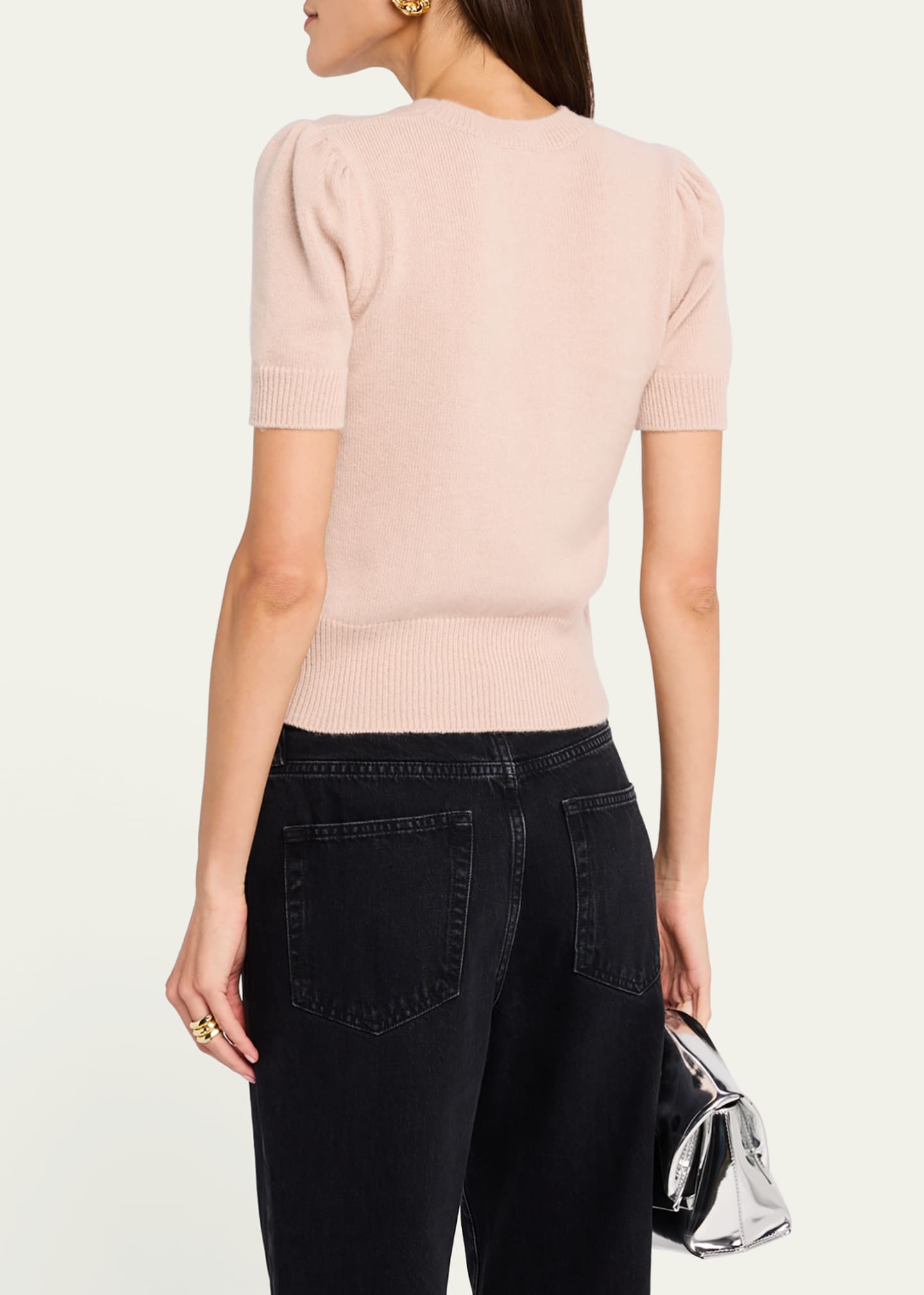 FRAME Short-Sleeve Cashmere Sweater Image 3 of 5