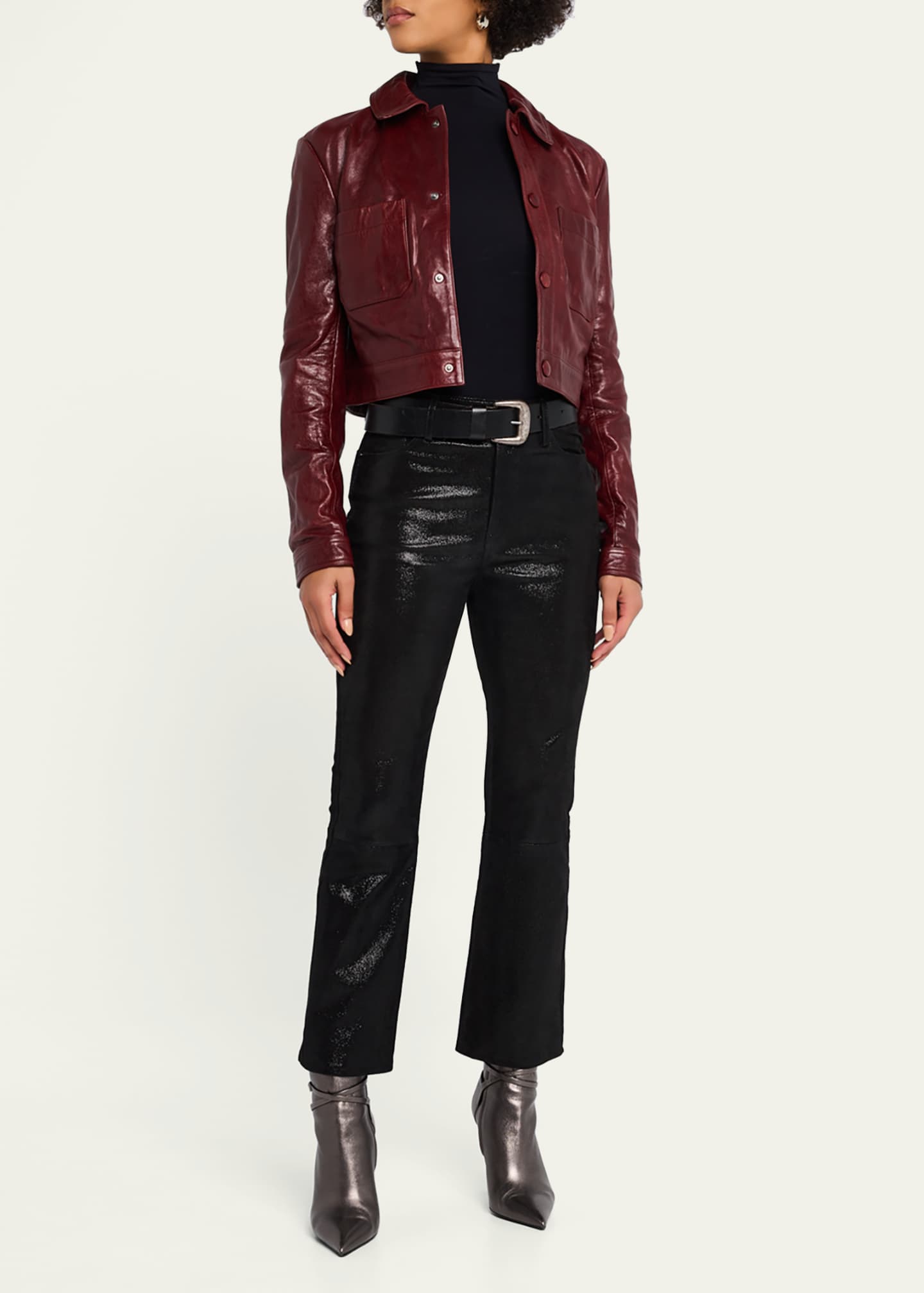 FRAME Le Crop Mini Boot Leather Pants Image 2 of 5