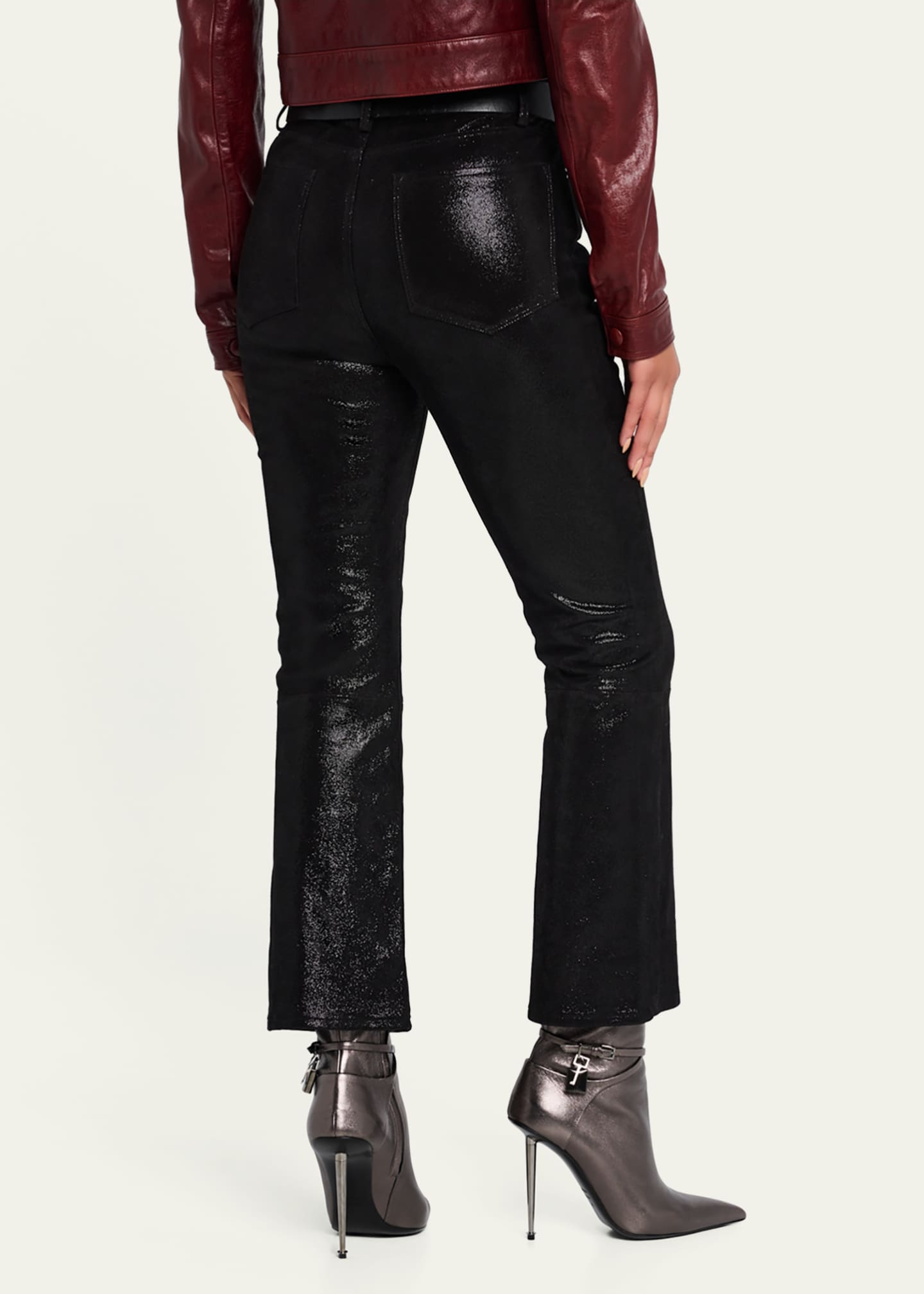 FRAME Le Crop Mini Boot Leather Pants Image 3 of 5