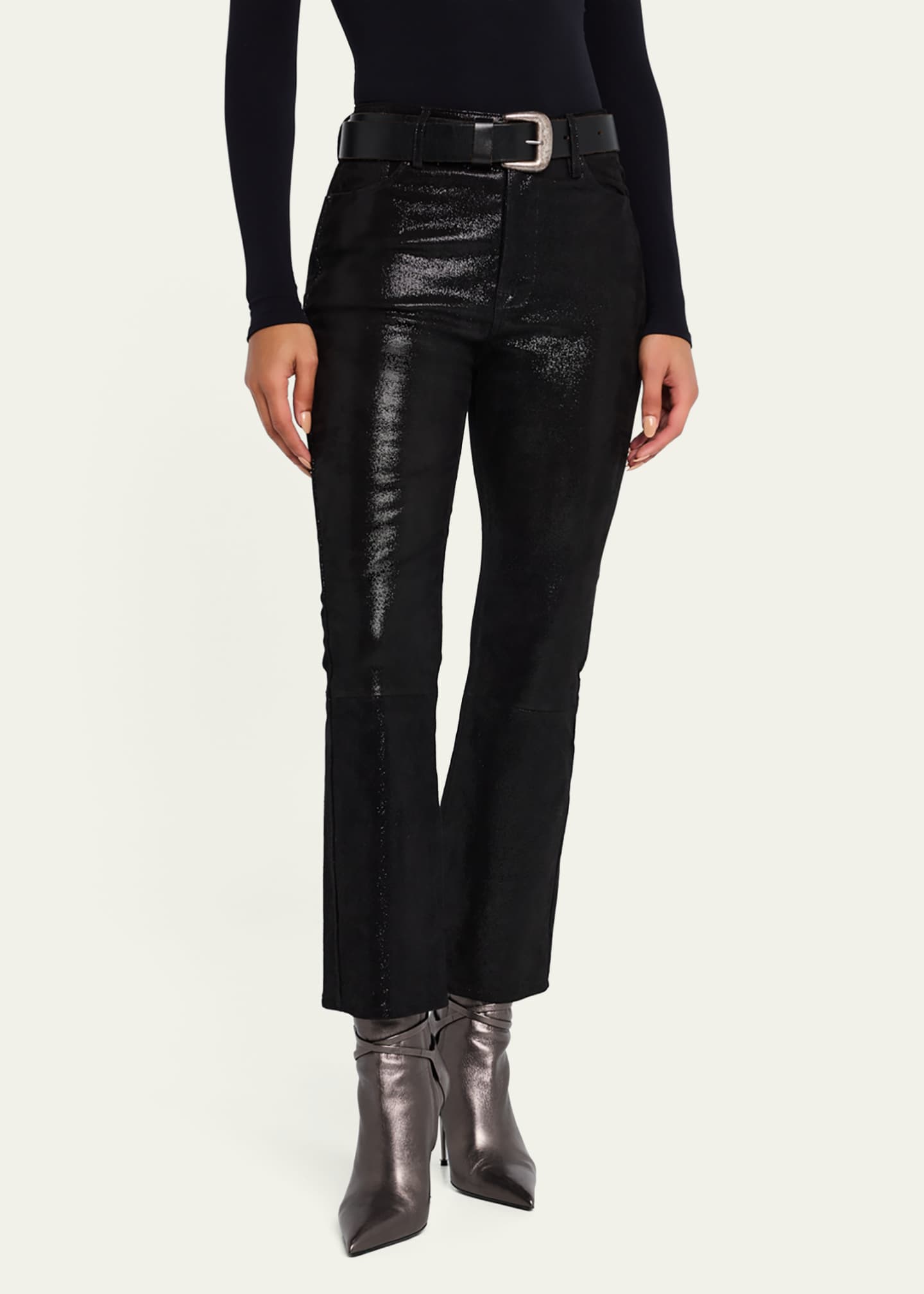 FRAME Le Crop Mini Boot Leather Pants Image 4 of 5