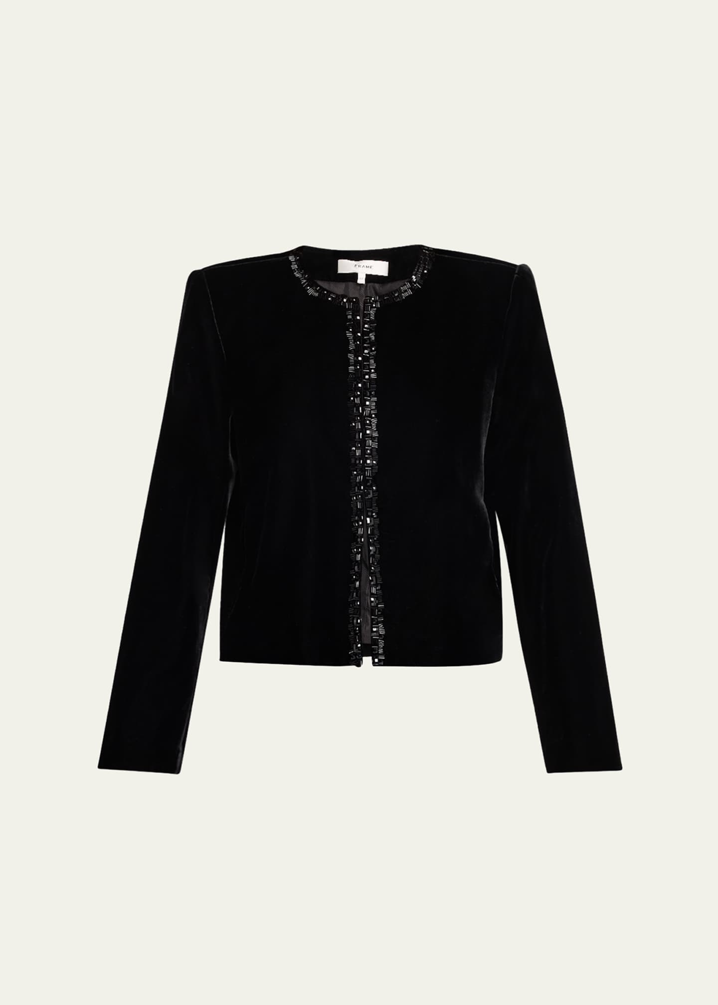FRAME Embellished Velvet Jacket Image 1 of 5