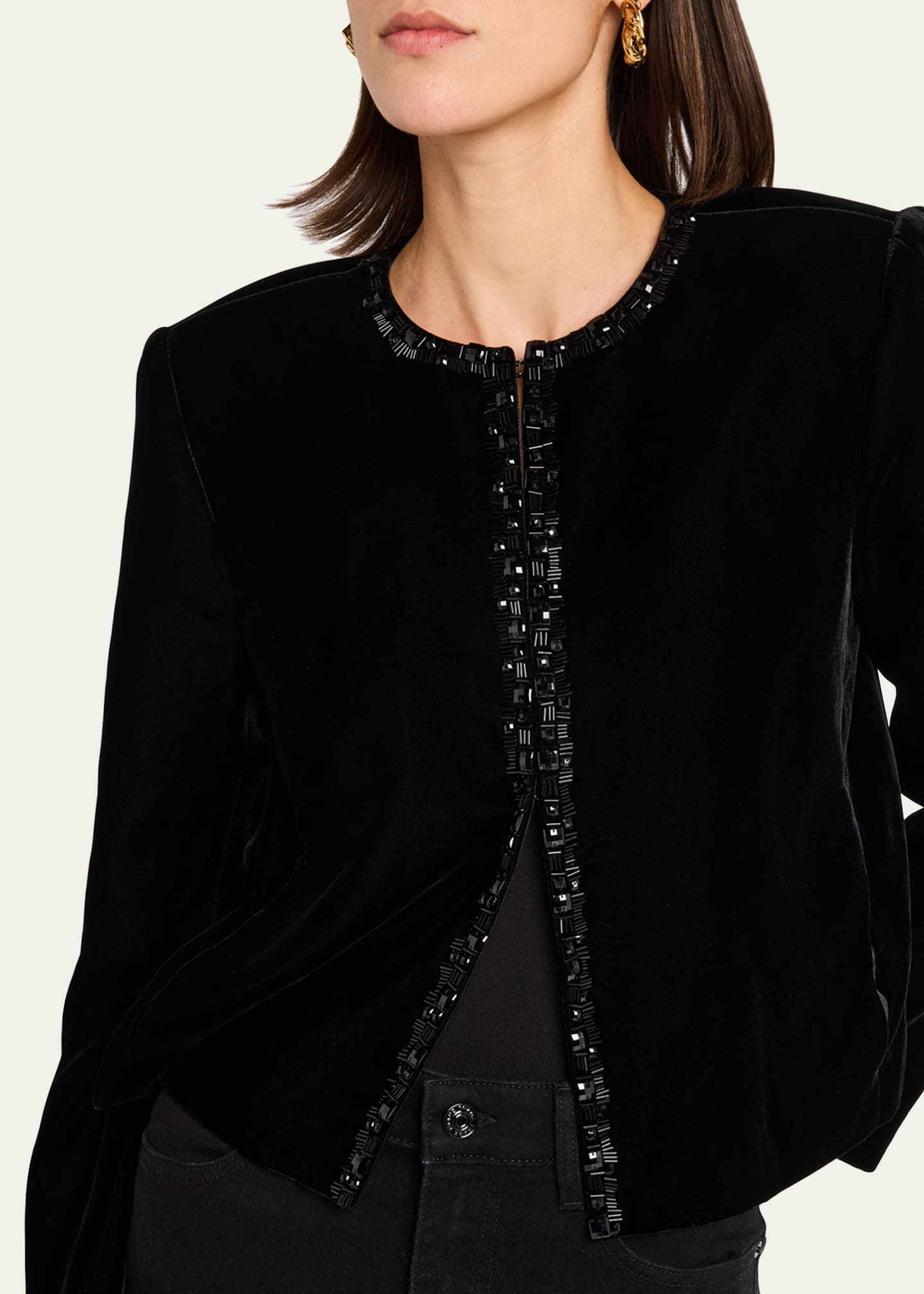 FRAME Embellished Velvet Jacket Image 5 of 5