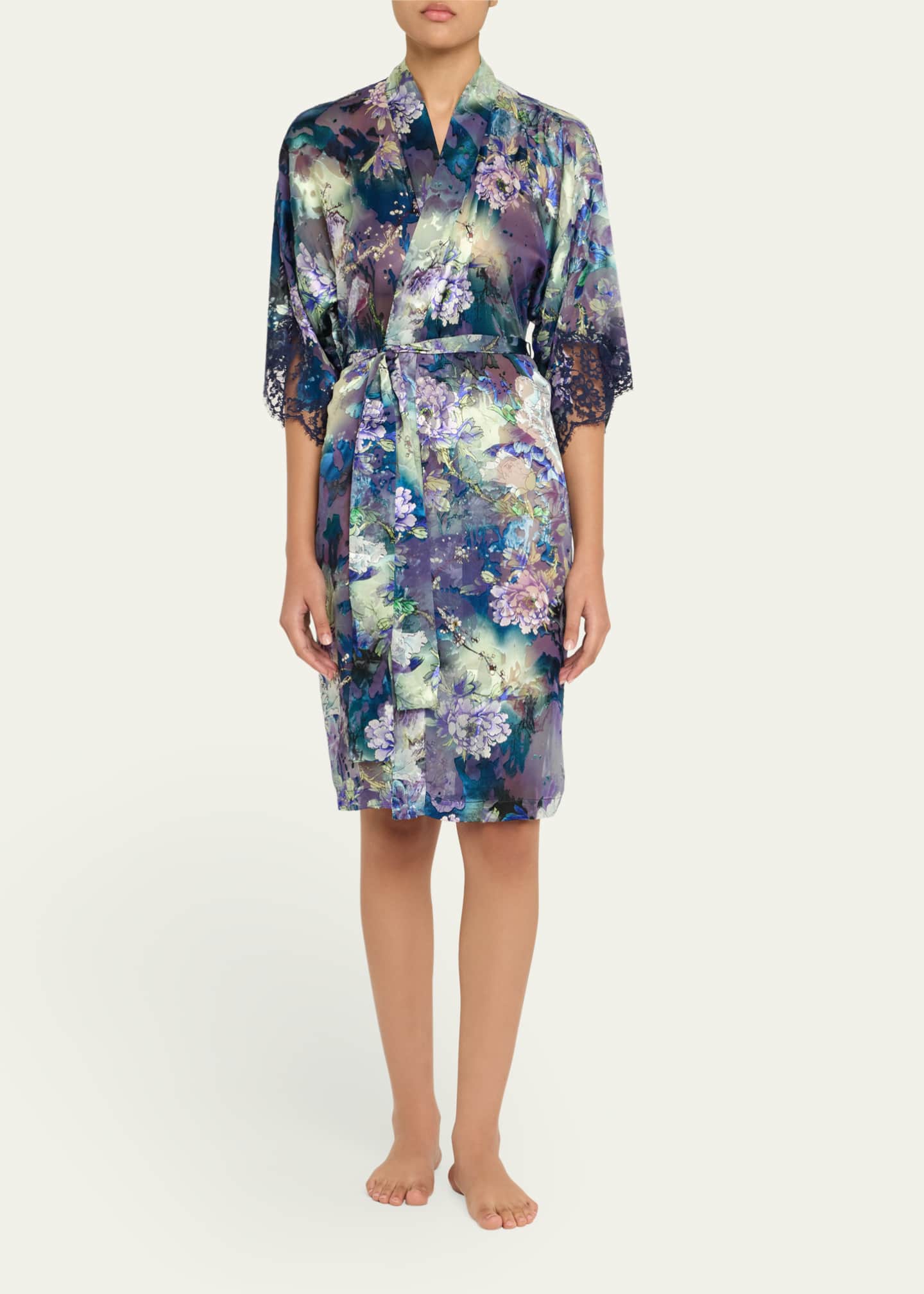 Lise Charmel Floral Lace-Trim Robe - Bergdorf Goodman