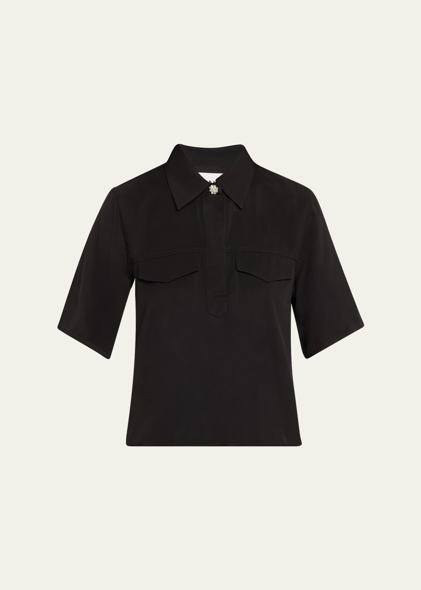 Short-Sleeve Viscose Twill Blouse