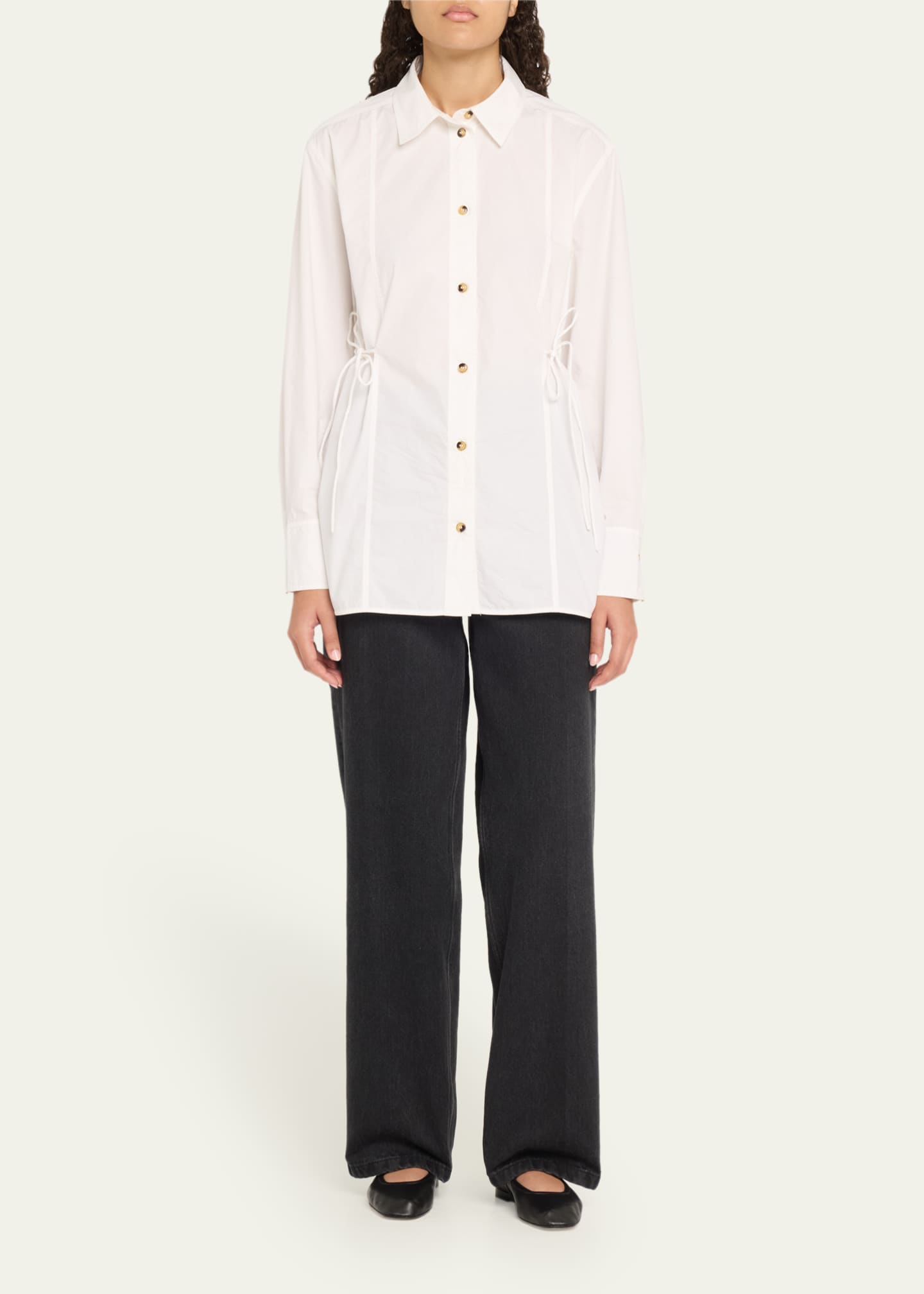 Ganni Poplin Oversized Tie String Shirt Image 2 of 5