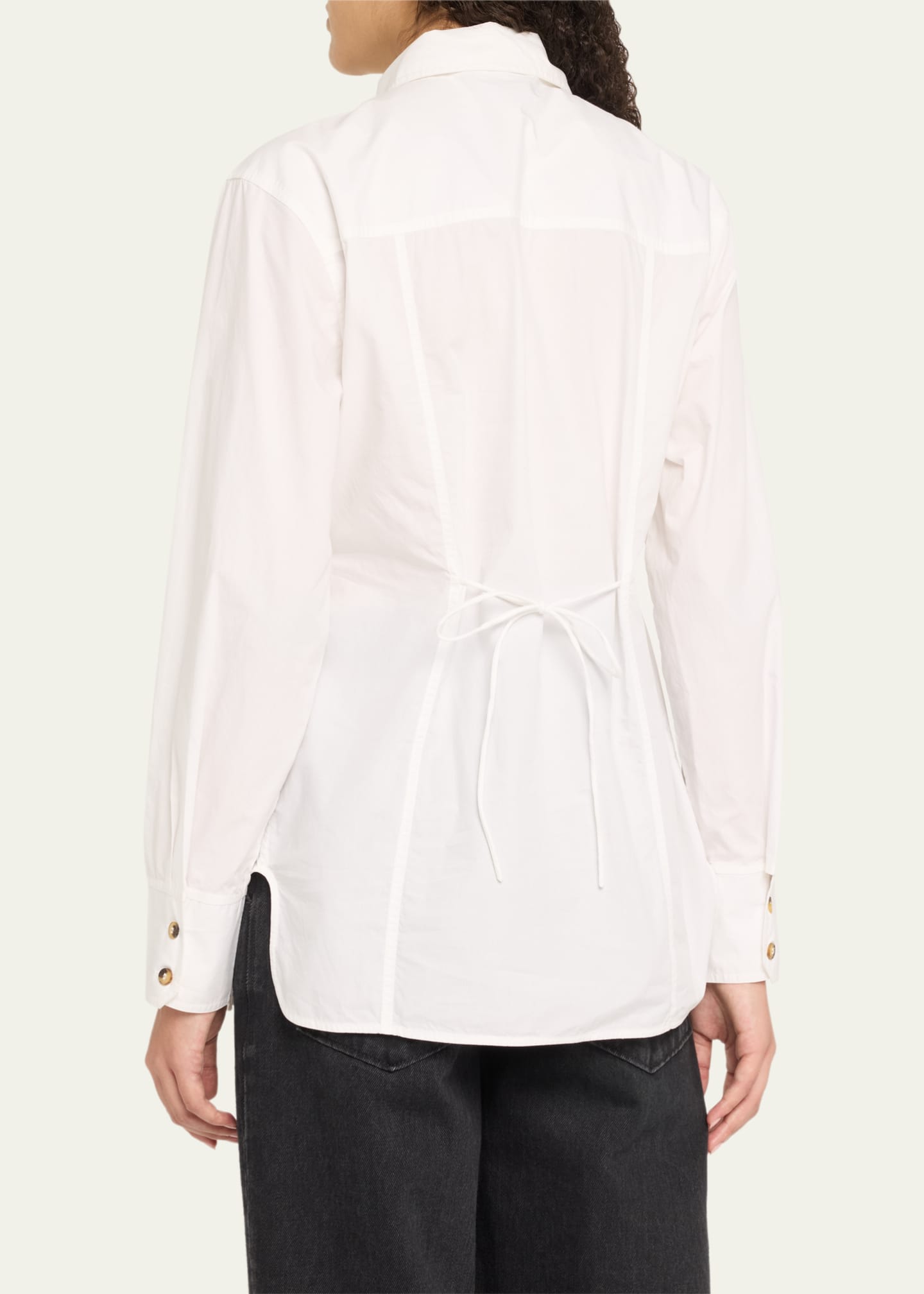 Ganni Poplin Oversized Tie String Shirt Image 3 of 5
