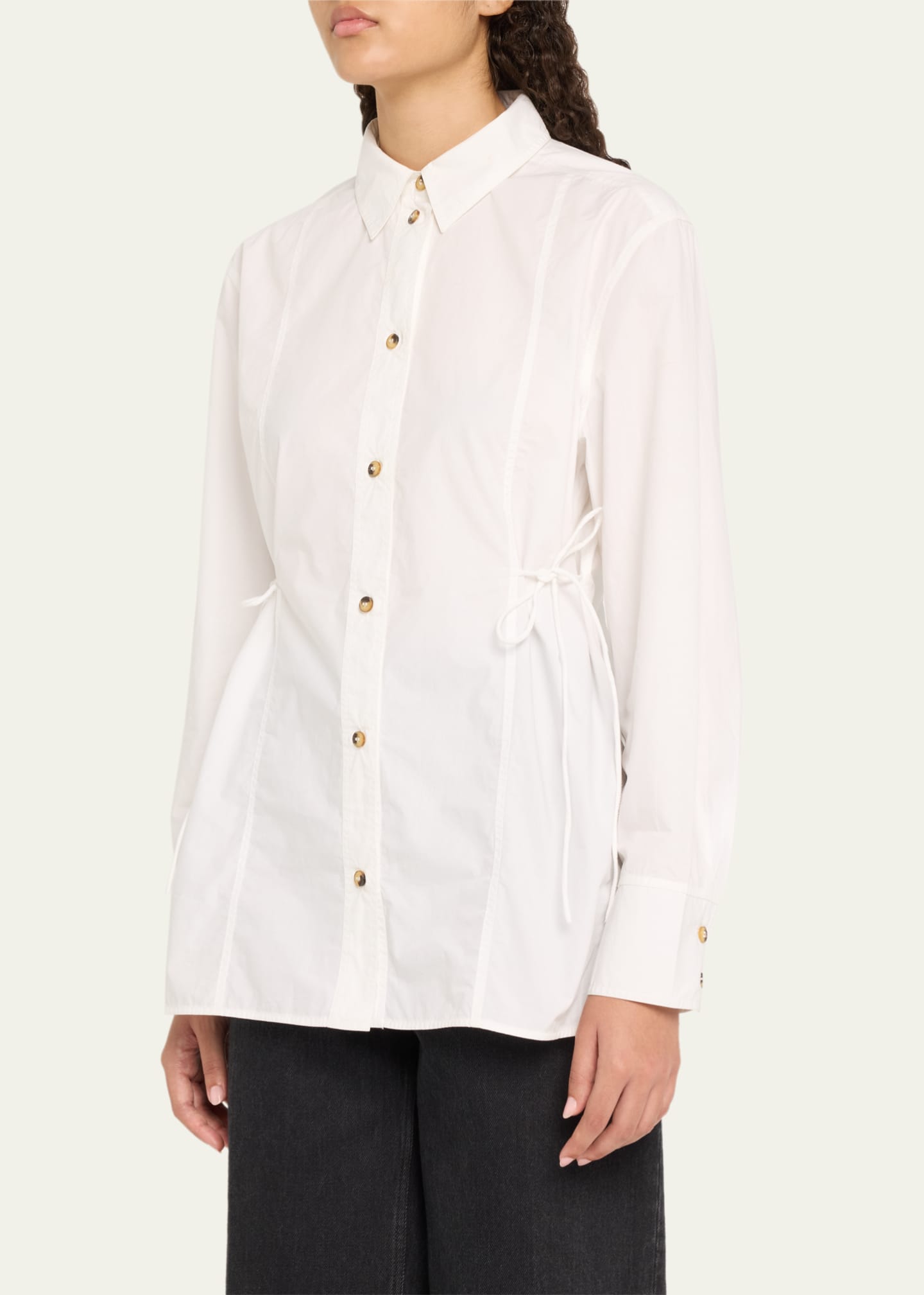 Ganni Poplin Oversized Tie String Shirt Image 4 of 5
