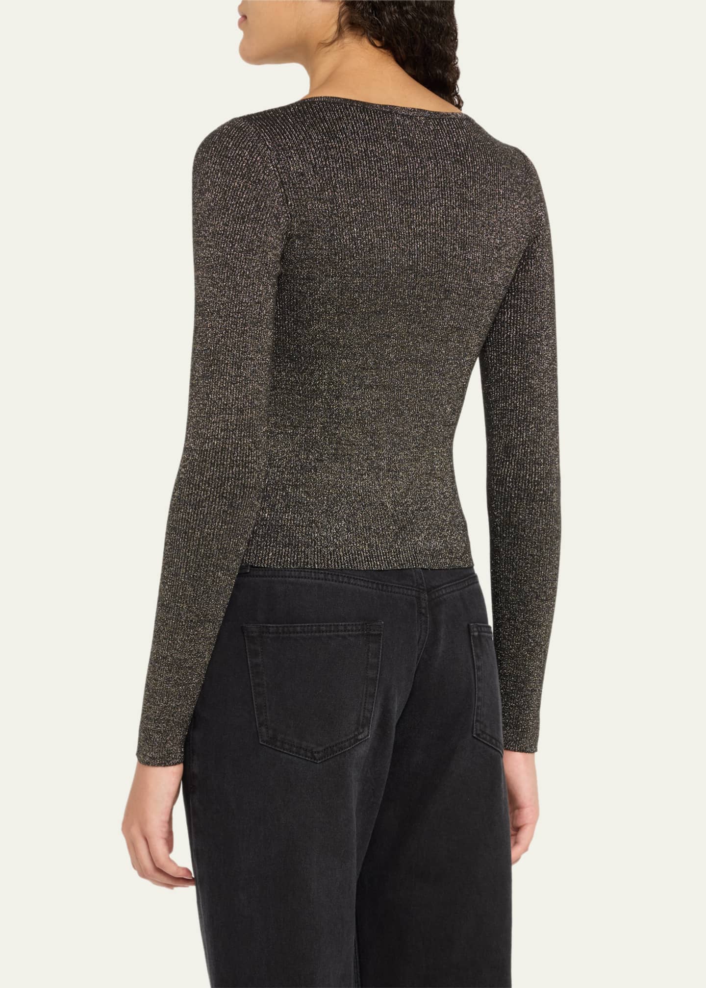 Ganni Sparkly Knit Tie-Front Blouse Image 3 of 5