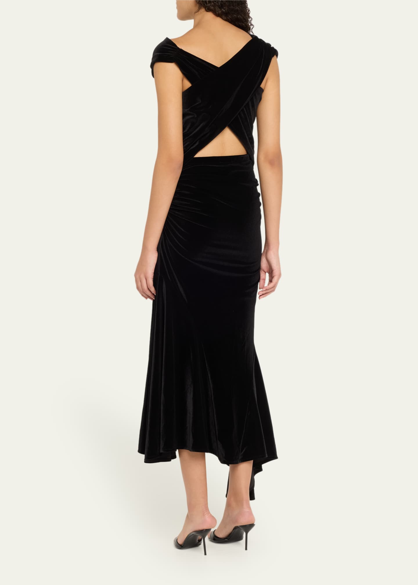 GANNI ガニー ワンピース Cutout velvet midi dress976118 Cutout velvet midi dress in black - Ganni | Mytheresa